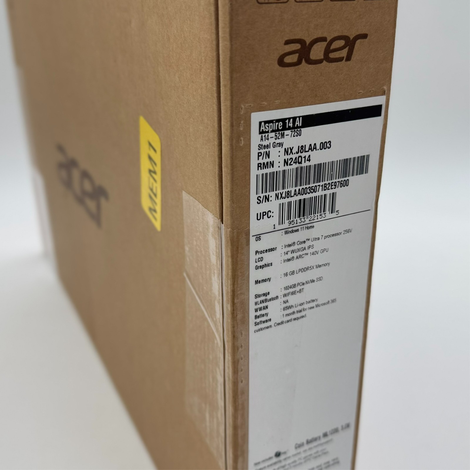 Acer Aspire 14 AI Copilot+ PC WUGXA Intel Ultra 7 256V 1TB SSD 16GB Laptop Gray