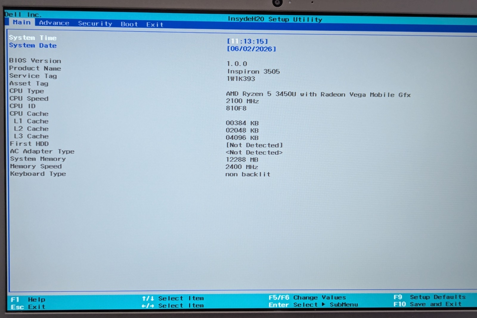 Incomplete Dell Inspiron 3505 15.6″ Touch Laptop Ryzen 5 3405 2.10GHz 12GB RAM