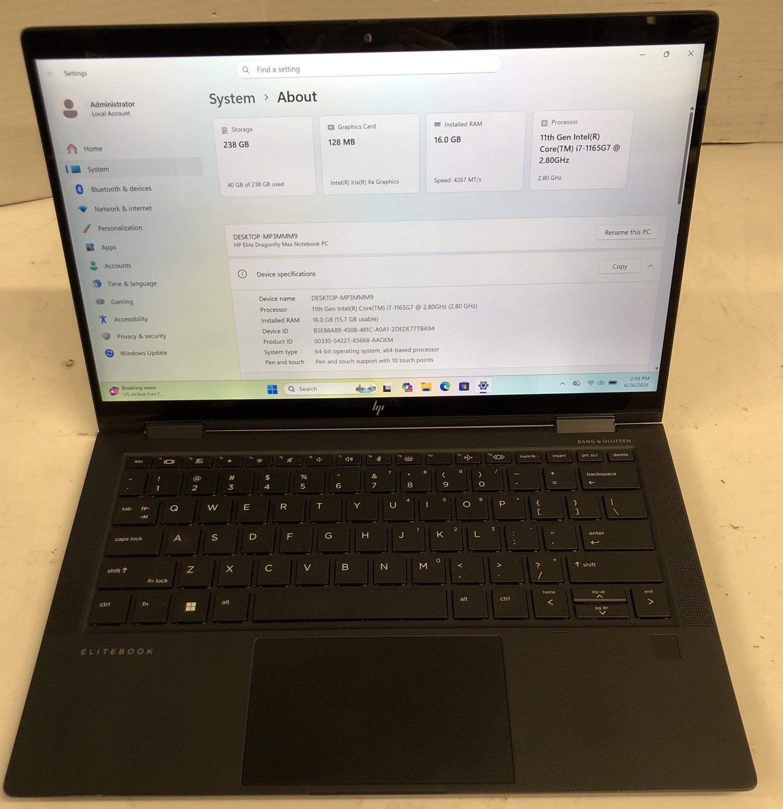 HP Elite Dragonfly Max 13.3″ 2-in-1 Laptop i7-1165G7 16GB RAM 256GB NVMe