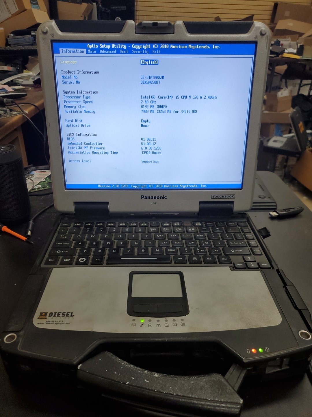 Panasonic Toughbook CF-31 MK-1 i5 520M @ 2.40GHz 8GB 13910HRS Diesel