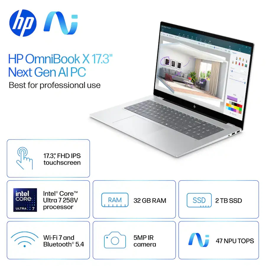 HP OmniBook X Laptop 17-dd0033dx 2TB Core i7 32GB NEW Intel Core Ultra 7 258V