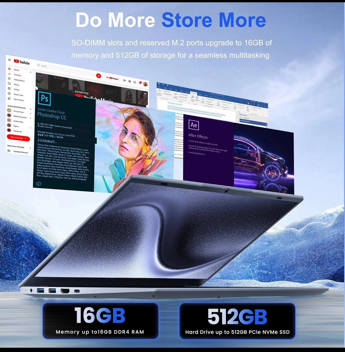 15.6-inch laptop computer Intel Pentium Gold 6500Y dual-core processor 16GB ram