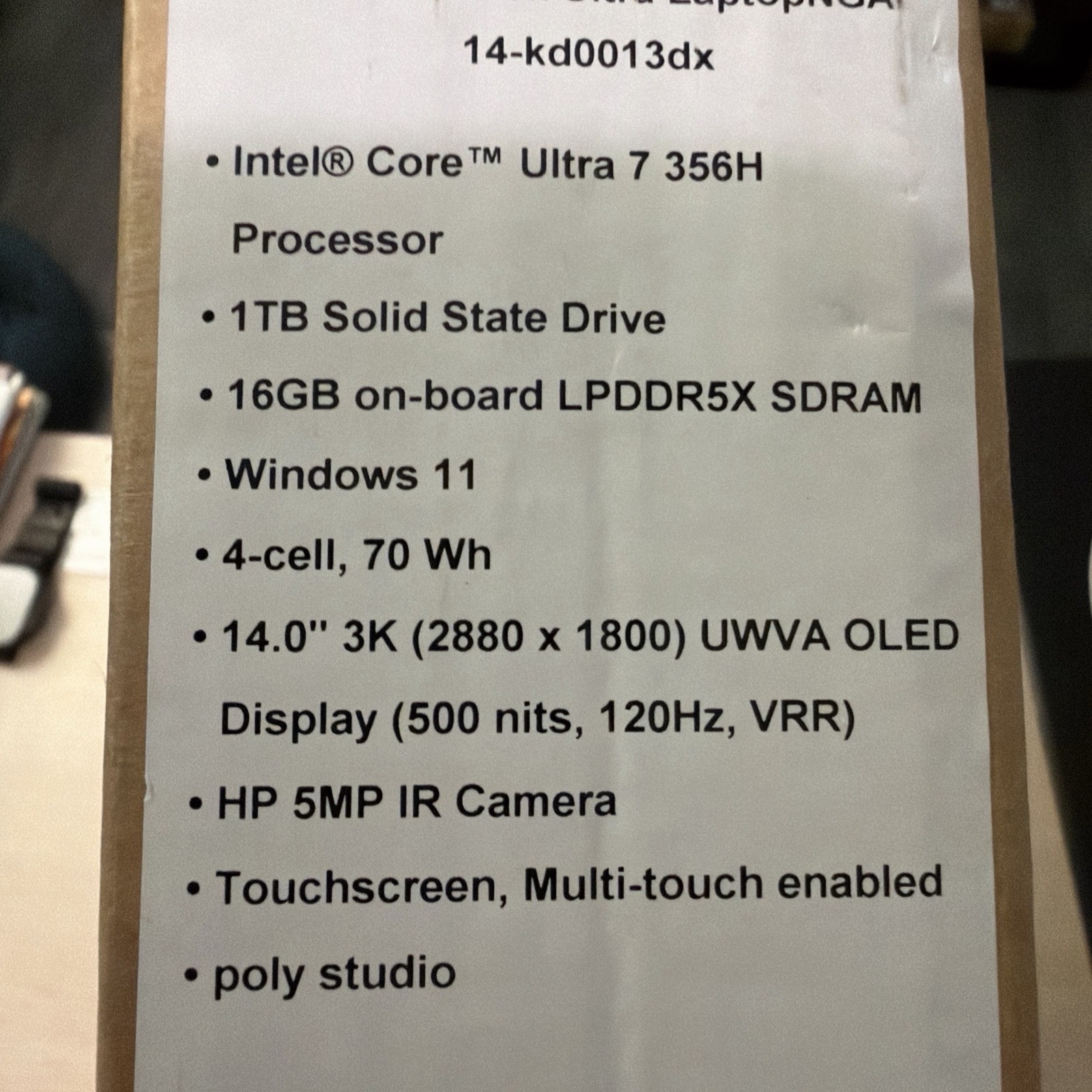 HP OmniBook Ultra 14-kd0013dx 3K 1TB Touchscreen Recent 2026 Model Mint Conditio