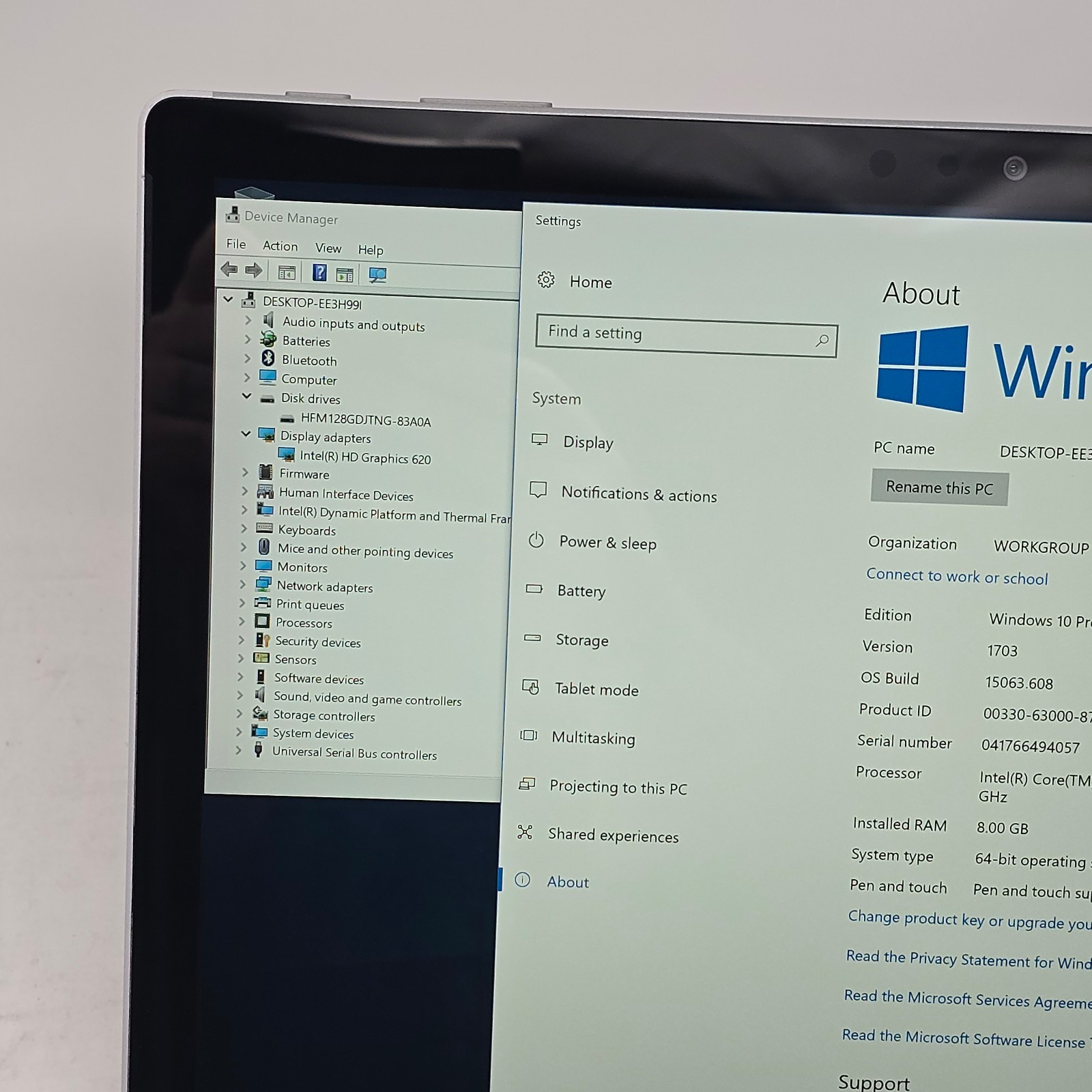 Microsoft Surface Book 2 i5-7300U 8GB RAM 128GB Win 10 Pro NO AC MISSING FEET
