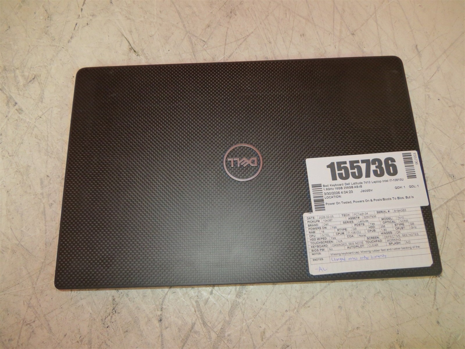 Bad Keyboard Dell Latitude 7410 Laptop Intel i7-10610U 1.8GHz 16GB 256GB