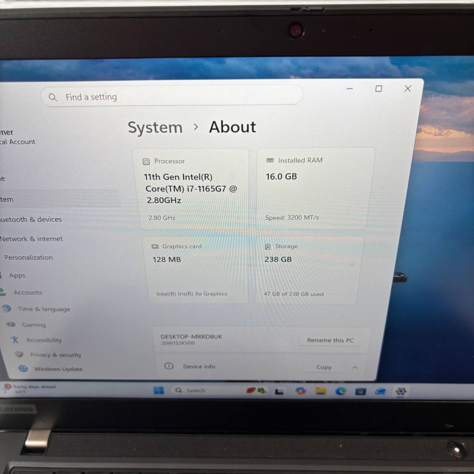 Lenovo ThinkPad T14 Gen 2 i7-1165G7 16GB RAM 256GB SSD