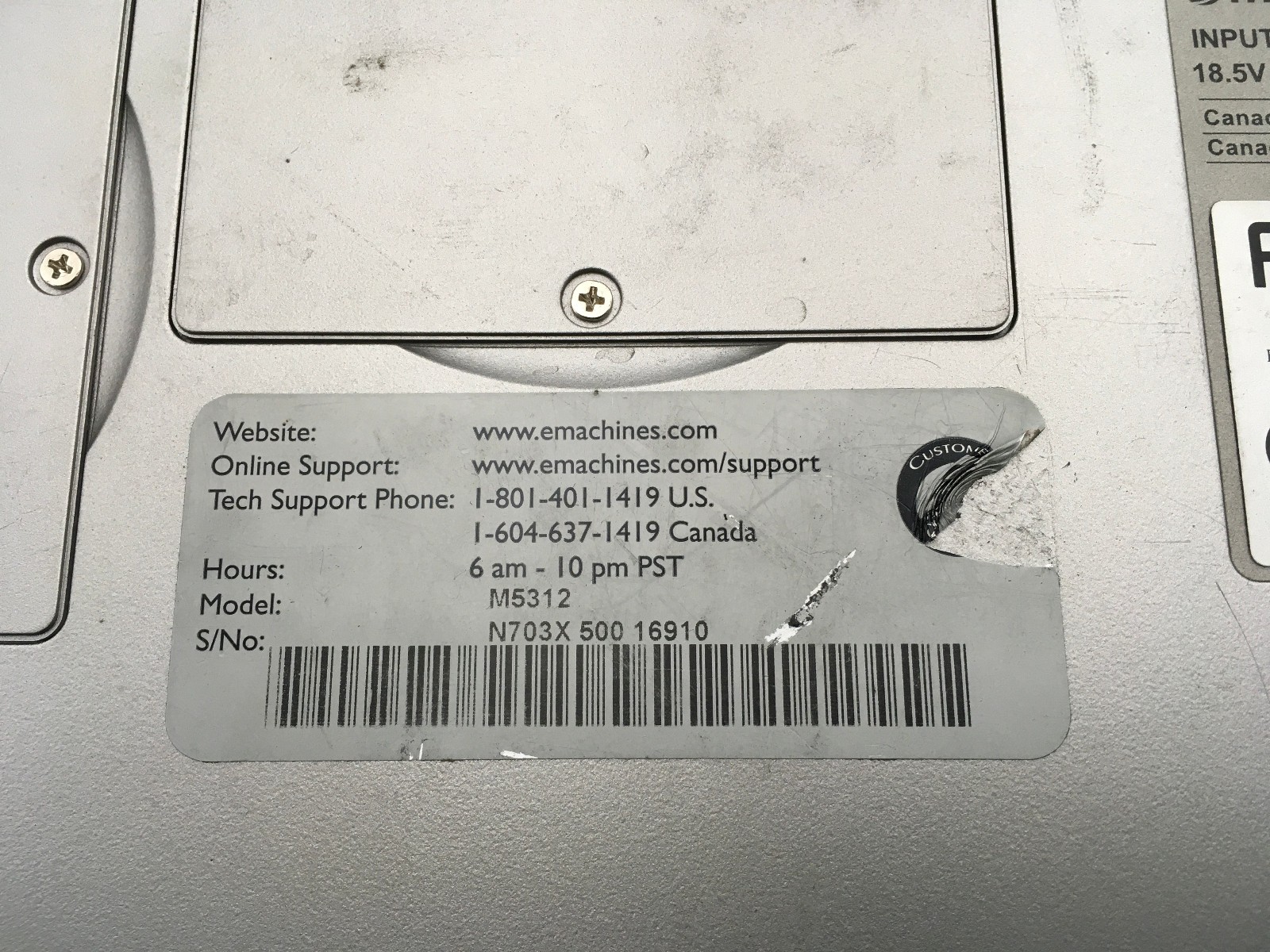 EMACHINES M5312 – BOOTS TO BIOS – AMD ATHLON X2 – 512MB RAM – 15″ – READ DESC-BB