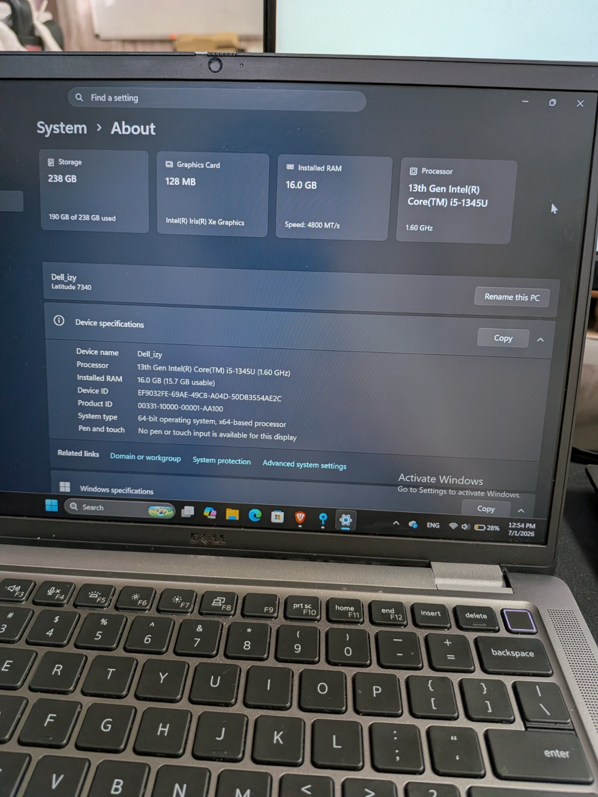 Dell Latitude 7340 13.3″ FHD+ i5 vPro 16GB Ram 256GB Windows 11 pro Fingerprint