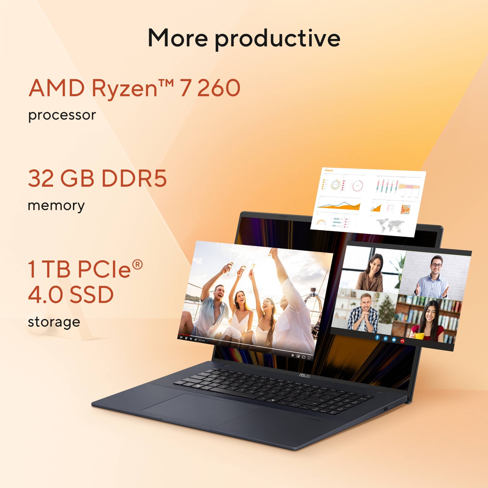 ASUS 18″ Vivobook 18 Laptop AMD Ryzen 7 32GB DDR5 1TB SSD