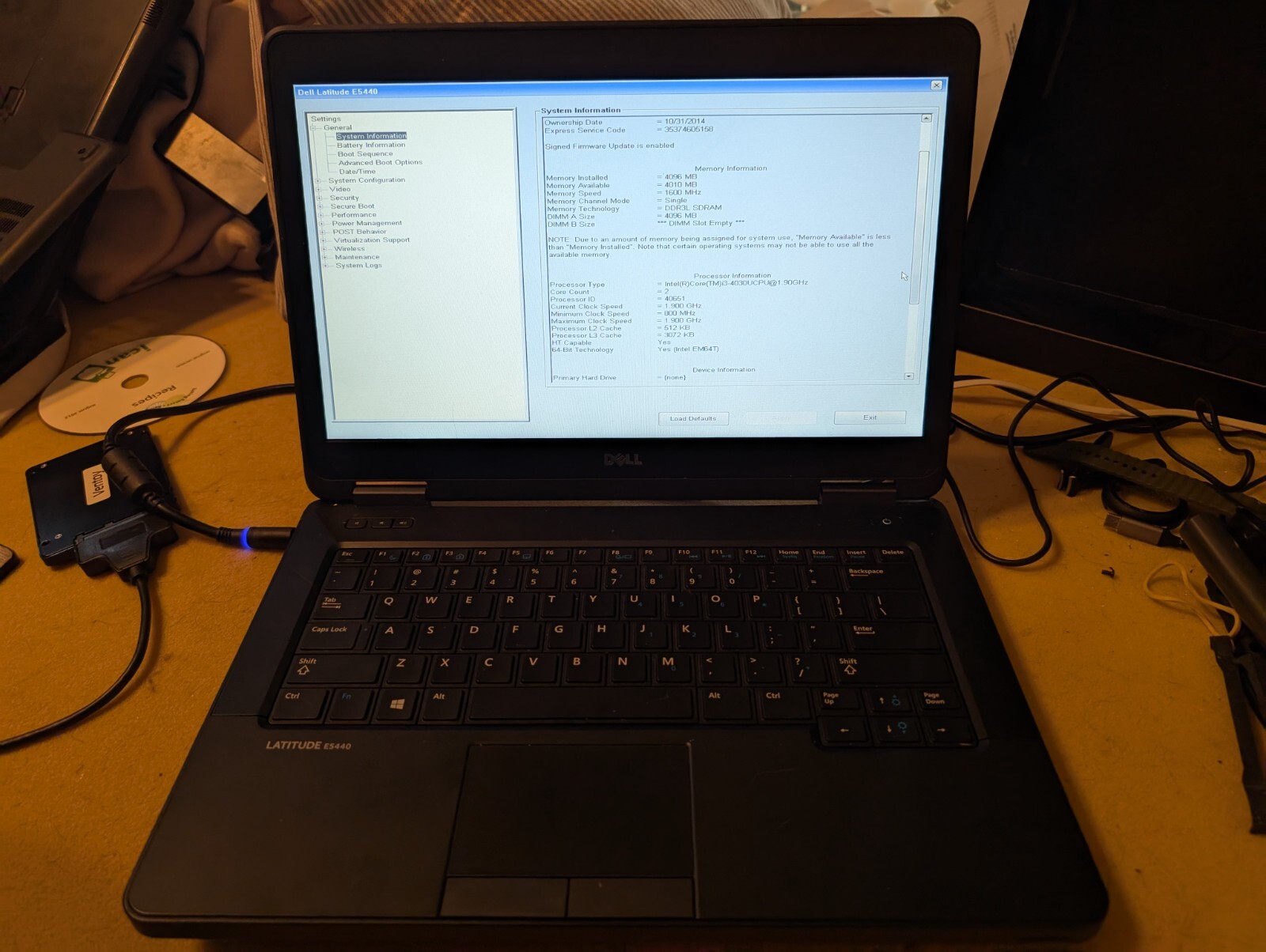 Dell Latitude 5440 14″ Intel Core i3-4030U 1.90GHz 4GB RAM NO HDD NO BATTERY