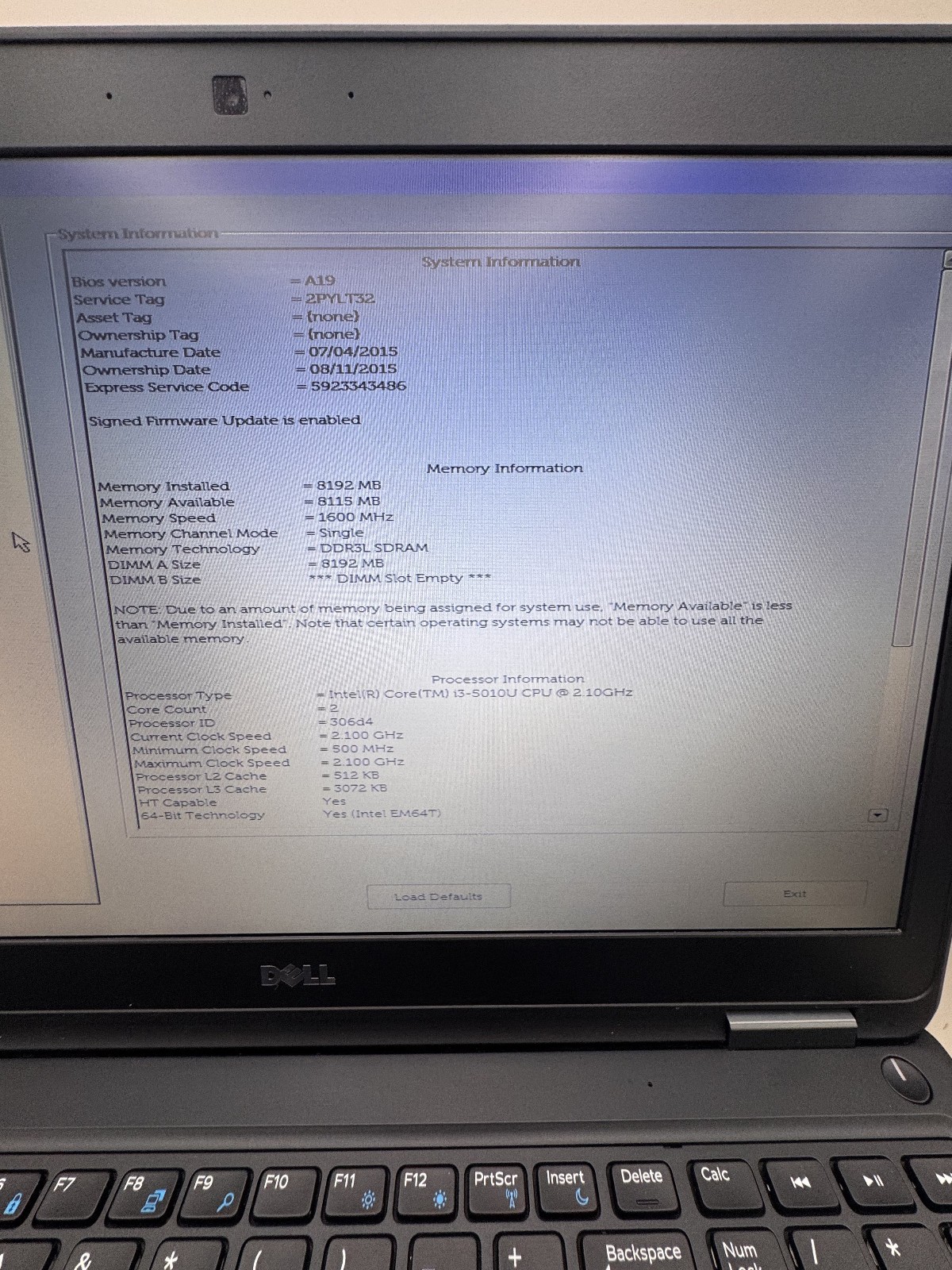 Dell Latitude e5550 Laptop, i3-5010U, 8GB DDR3, no drive/unknown battery life