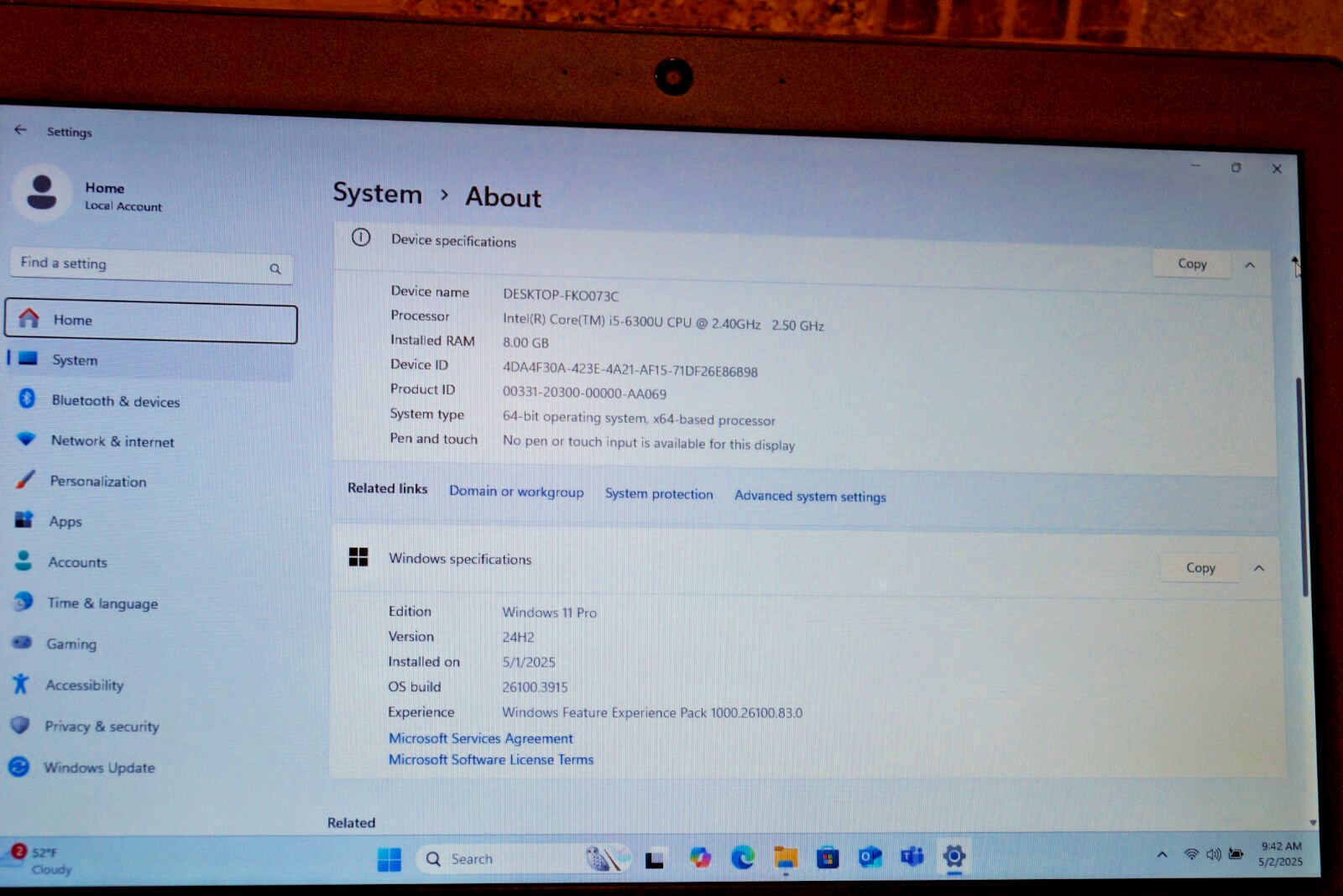 Latest 24H2 WIN 11PRO Toshiba Tecra Z40-C1411 Gen6 i5@2.40GHz,8GB RAM,250GB SSD