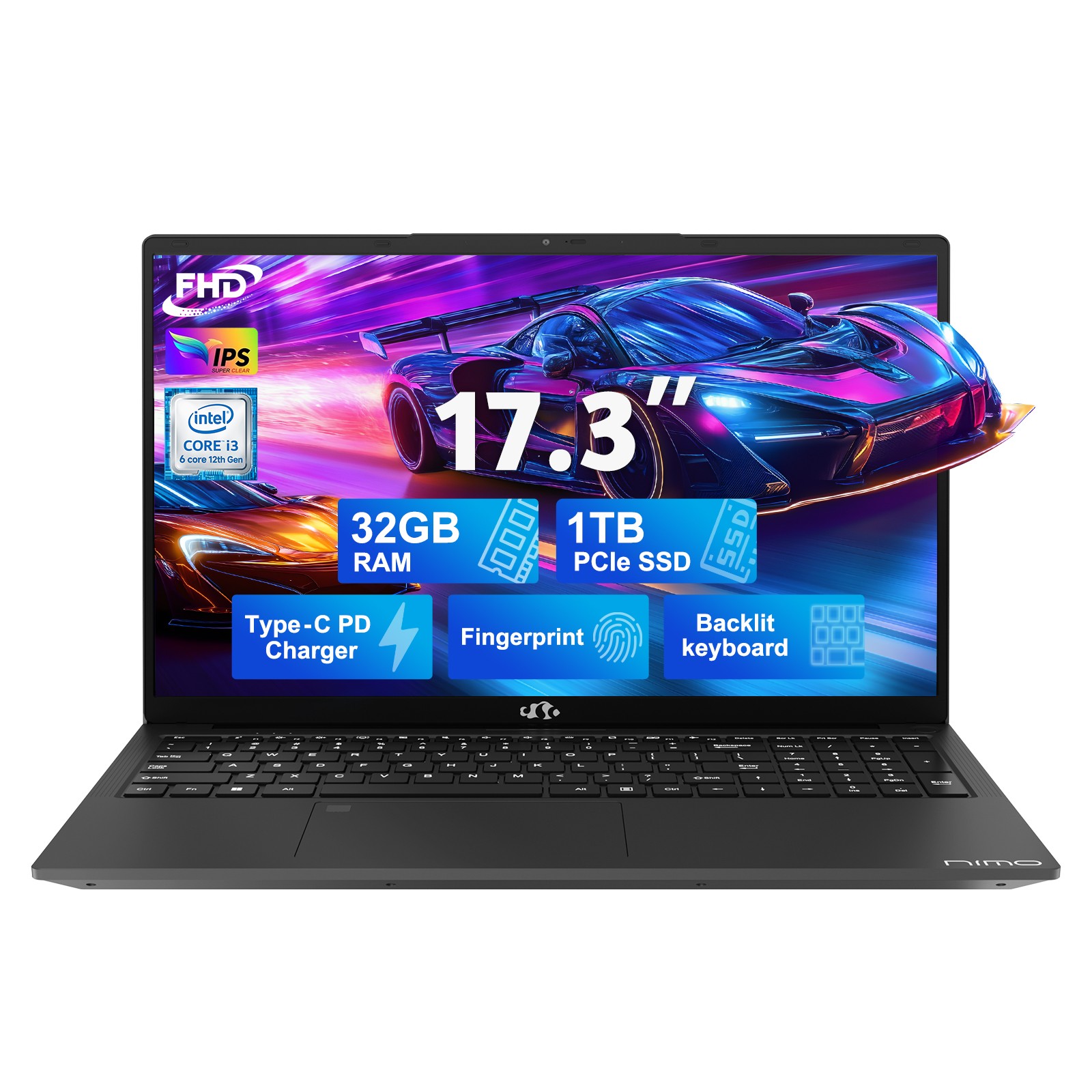 NIMO 17.3 Laptop Intel 6 Core i3-1215U 4.4GHz 32GB RAM 1TB SSD Windows 11 Wifi 6