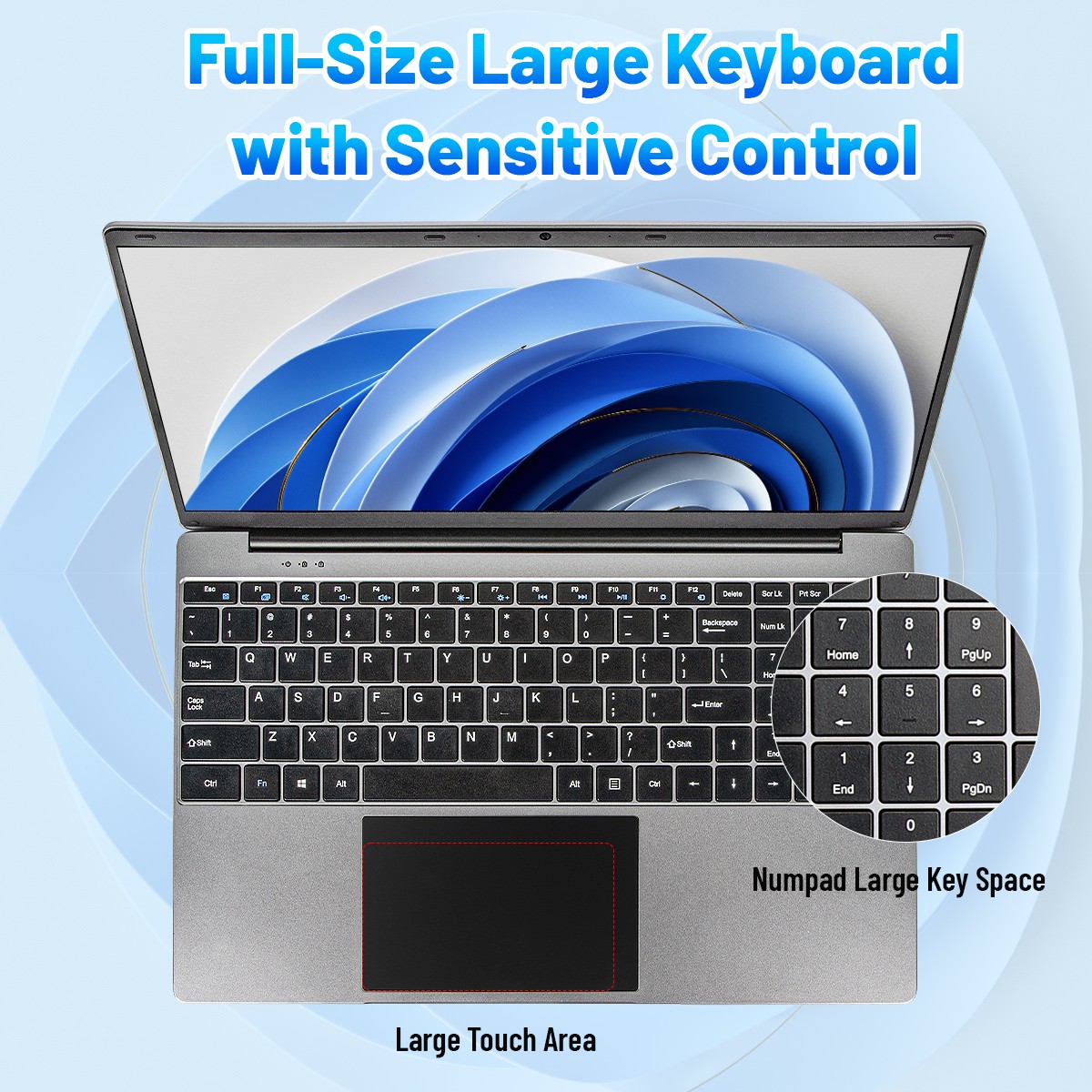 15.6 inch Laptop 16GB+512GB Windows 11 Computers Support WiFi/Bluetooth Gray