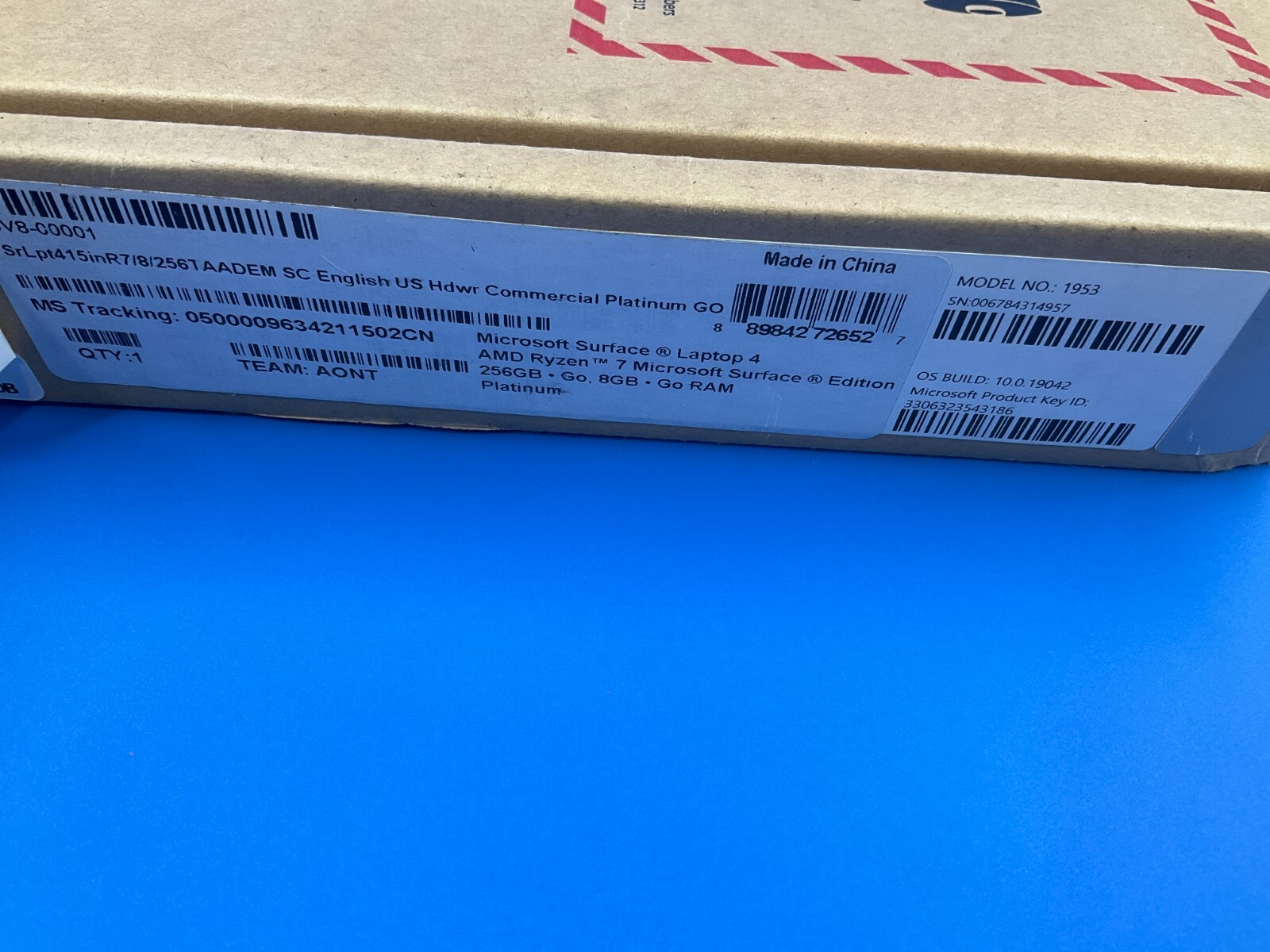 Microsoft Surface Laptop 4 R7-4980U 8GB 256GB 15T W10P Platinum 5V8-00001