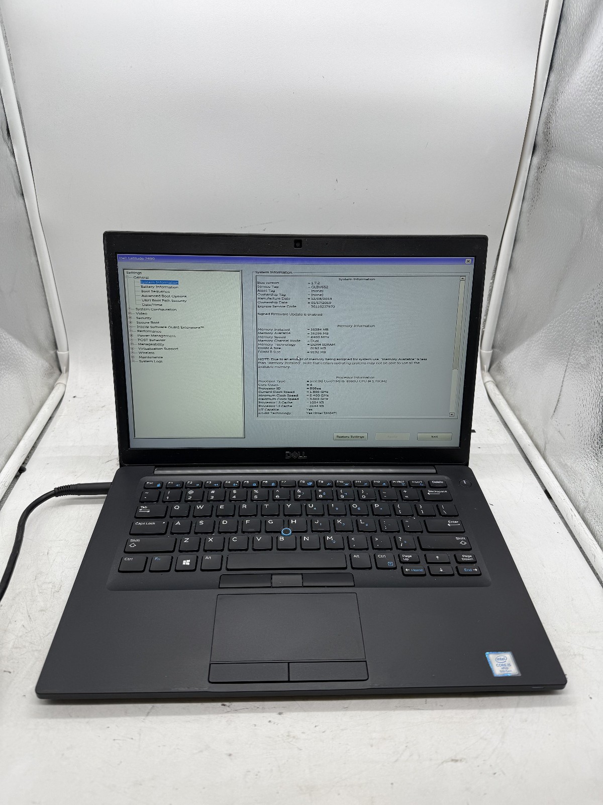 Dell Latitude 7490 14 inch, Core i5-8350U, 16GB RAM, NO SSD/Charger