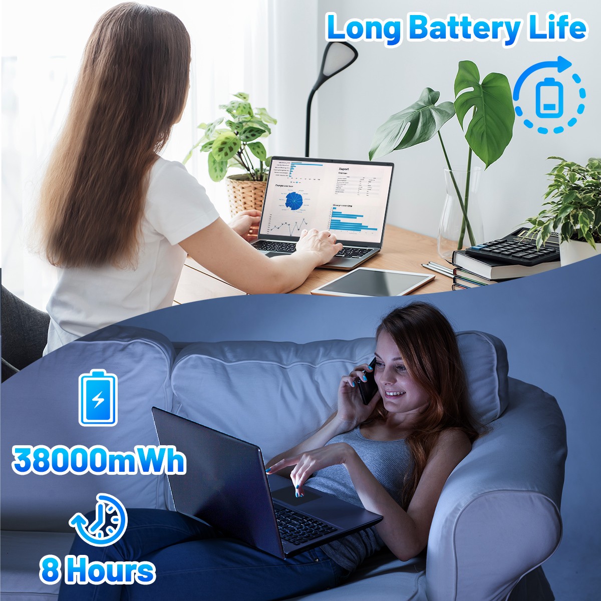 15.6 inch Laptop 16GB+512GB Windows 11 Computers Support WiFi/Bluetooth Gray PC