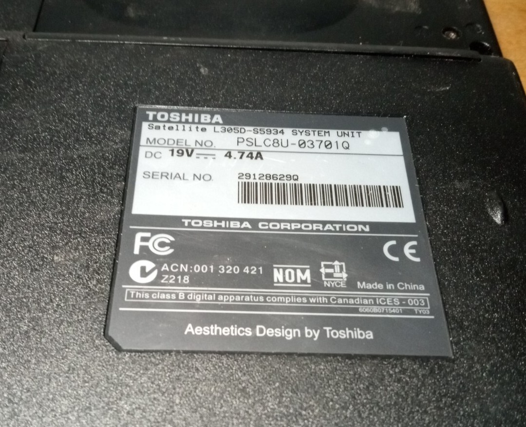 Toshiba PSLC8U-03701Q Laptops 2X (Untested) No Power Supplies