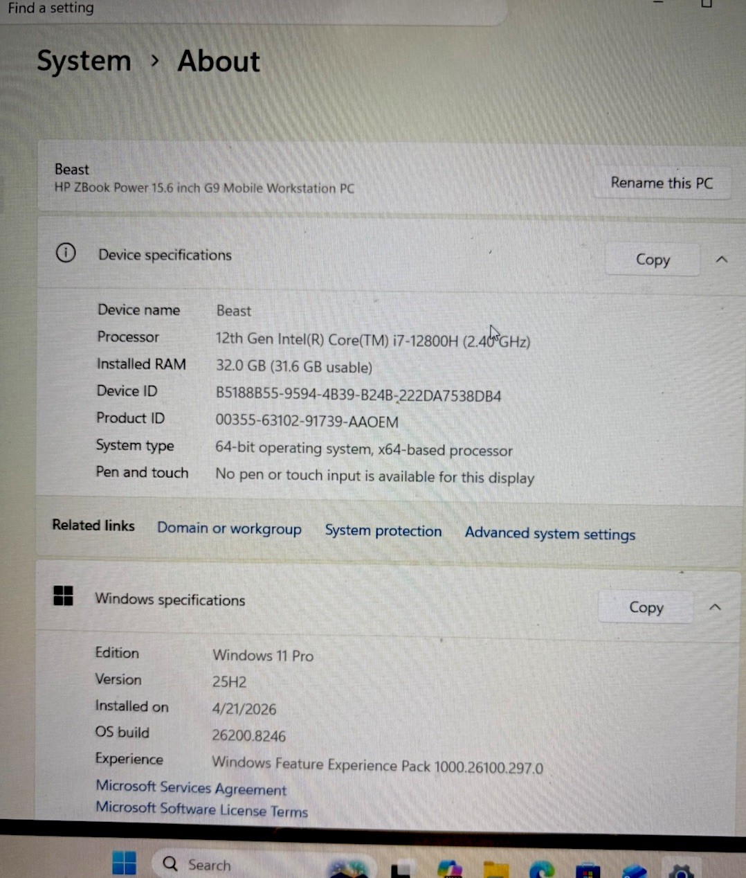 HP ZBook Power G9 15.6″ Workstation, i7-12800H, 32GB RAM, 477GB SSD, Win 11 Pro