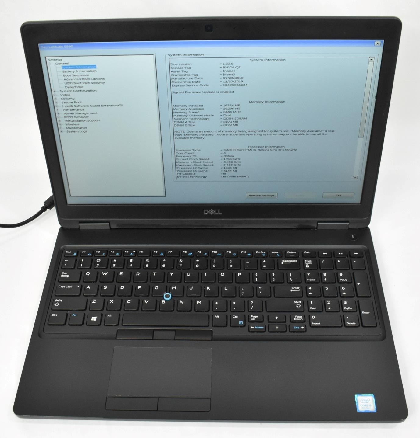 Dell Latitude 5590 Laptop i5-8250U 1.6GHz 16GB 256GB SSD No OS 15.6″ *See Issues