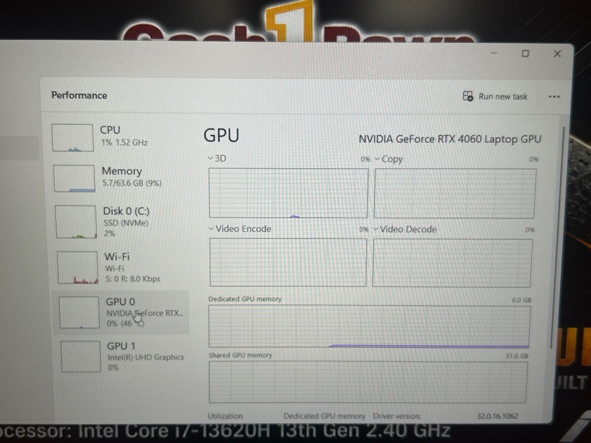 ASUS TUF F15 FX507VV i7-13620H RTX 4060 64GB RAM 1TB SSD (CP1126087)