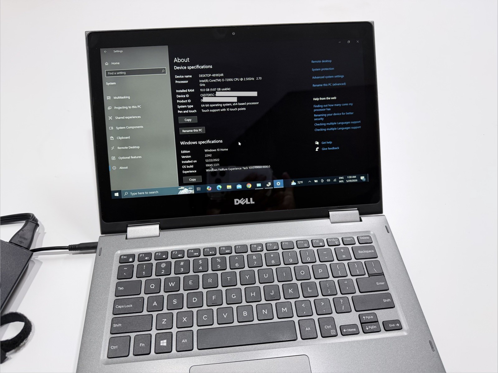 Dell Inspiron i5-7200U CPU Intel(R)Core(TM)@ 2.50GHz 2.70GHz Touch/Screen