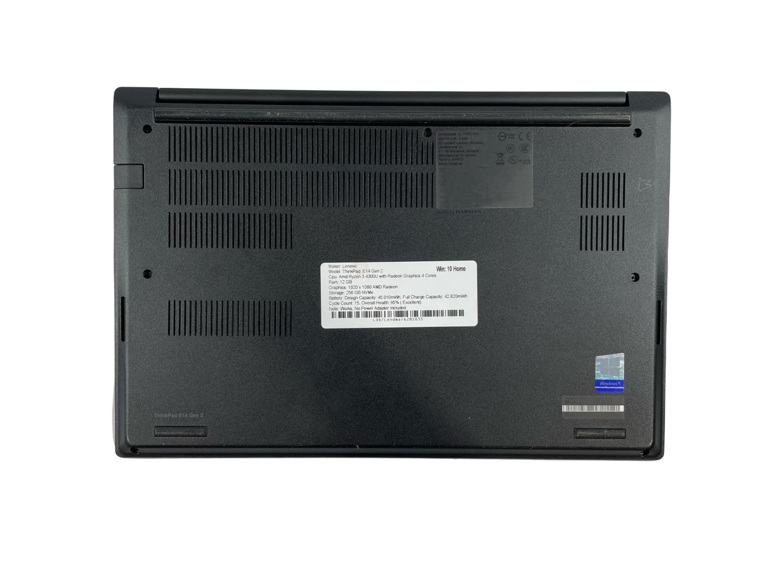LENOVO THINKPAD E14 GEN 2 |RYZEN 3 4300U|256GB NVME | 12 GB W/OUT AC,WIN10HOME
