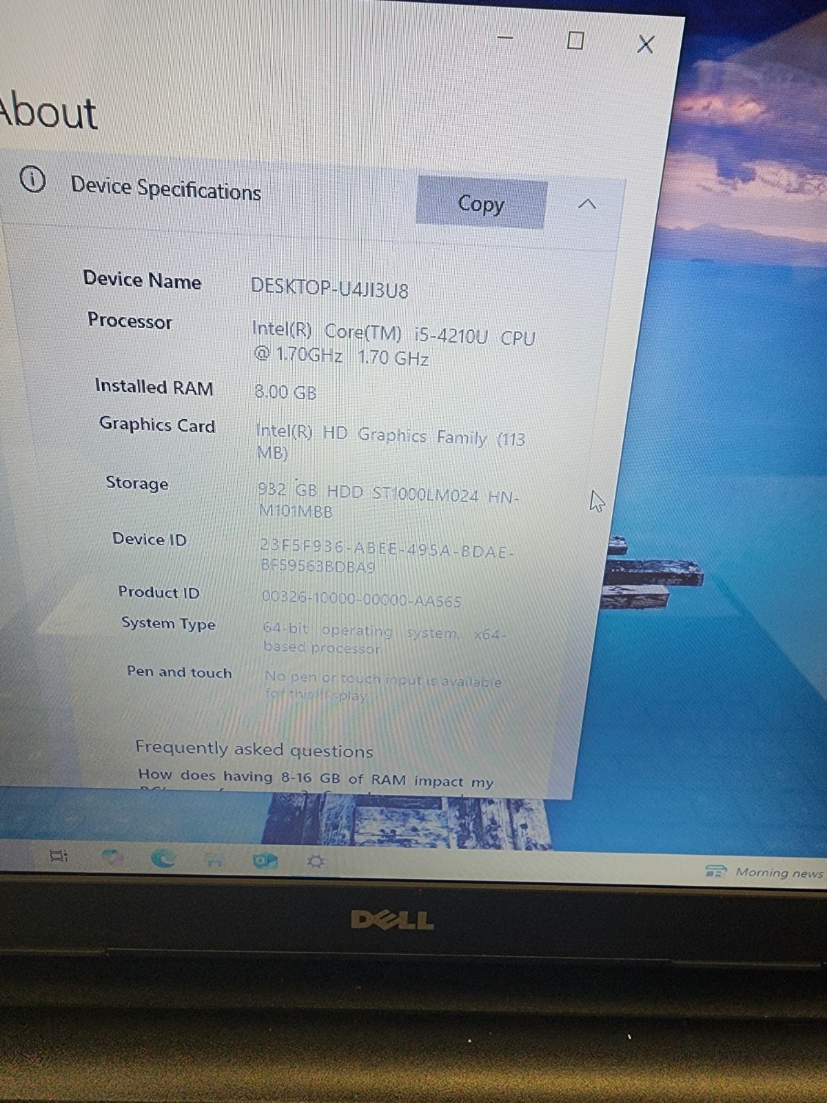 Dell Inspiron 3542 15″ Core i5-4210U 1.7GHz 8GB RAM 1TB HDD *READ*
