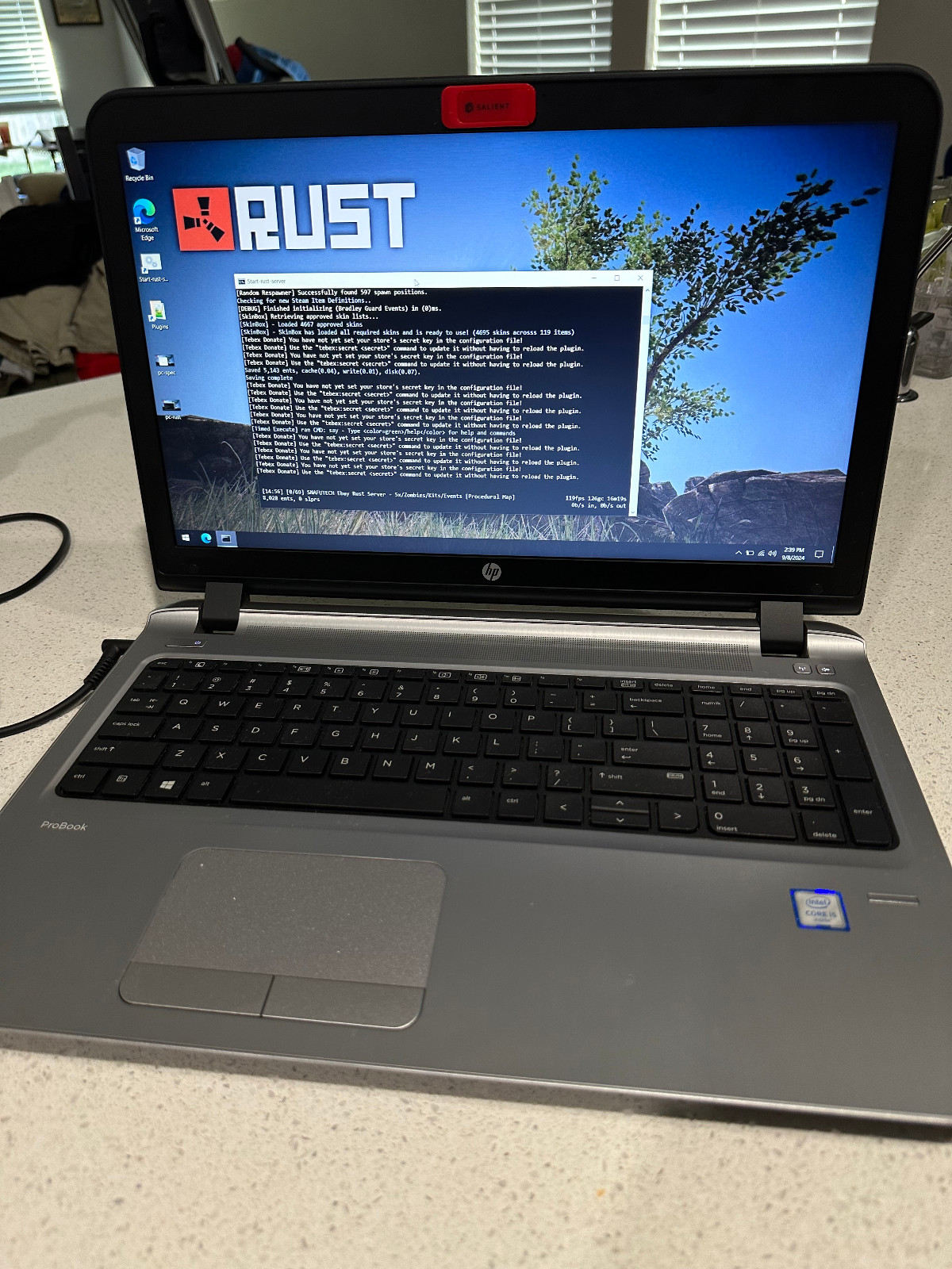 Custom RUST Server running on HP ProBook 450 G3 Laptop