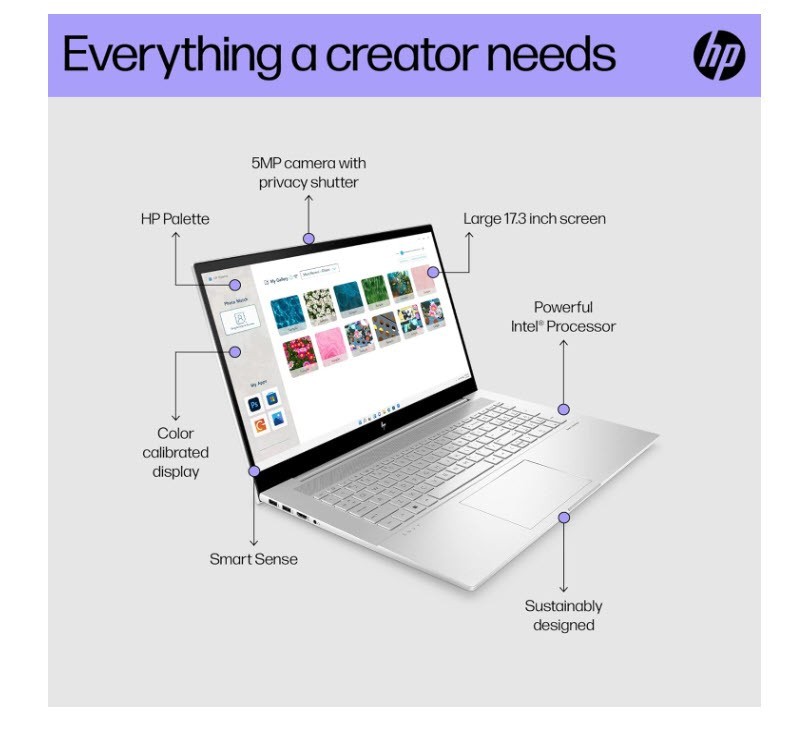 HP Envy 17t-ch* 17″ 4K UHD|i7-1165G7|32GB RAM | 1TB M.2 SSD | W11 Pro5-in-1 HUB