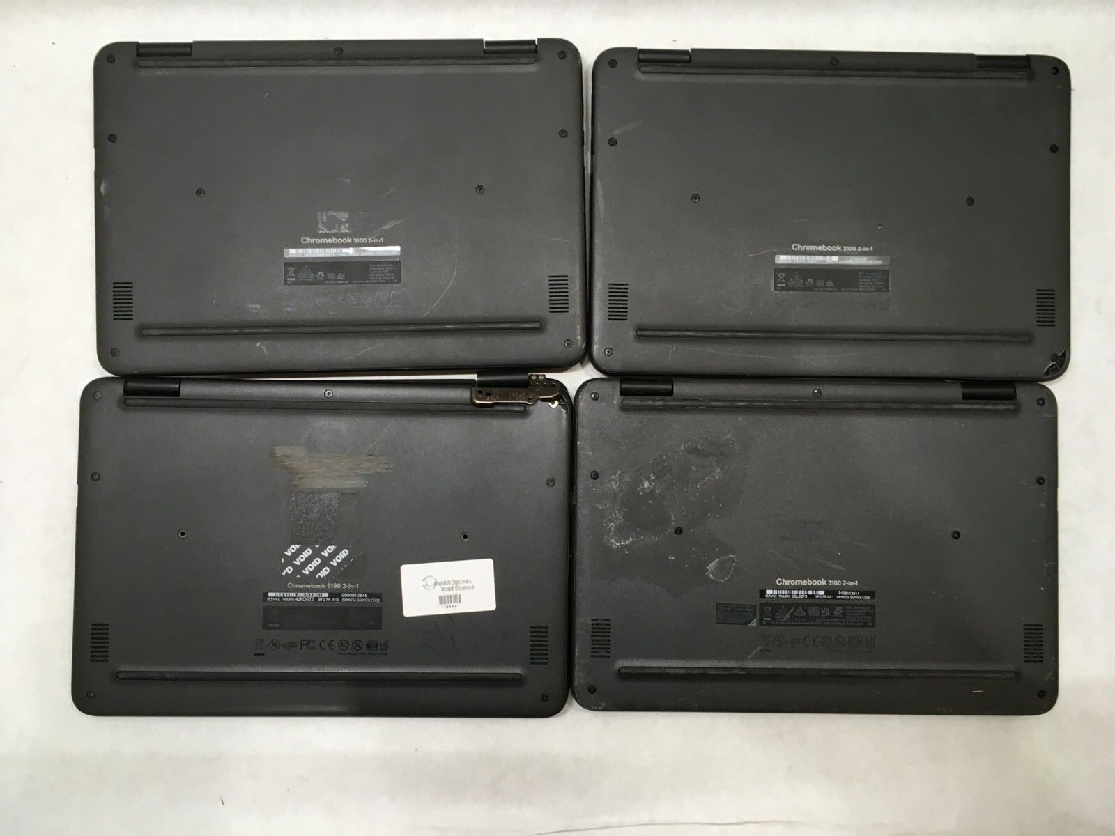 Lot of 4 Dell Chromebook 3100/5190 2-in-1 Power Dead Missing Components- FT