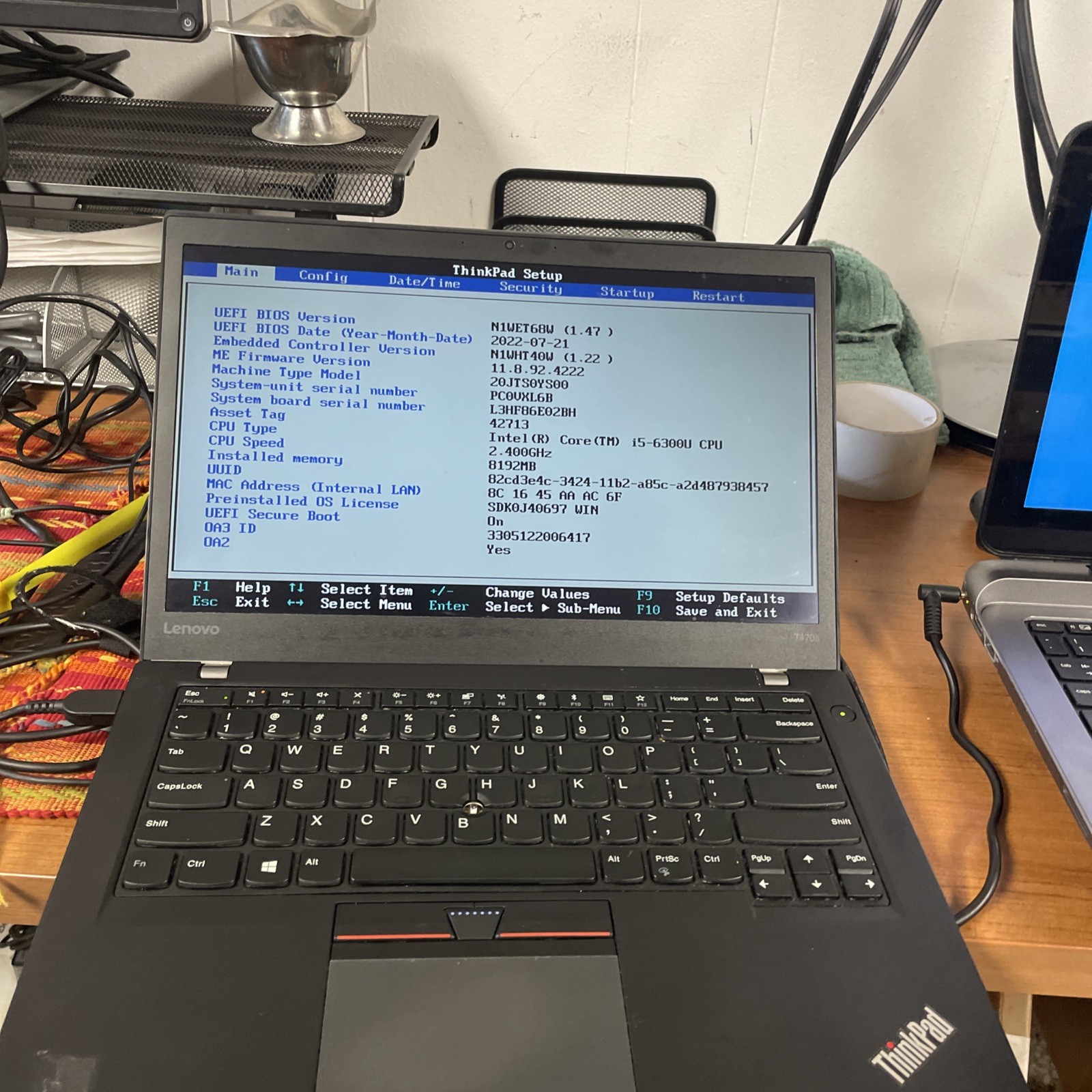 Lenovo Thinkpad T470s Intel Core I5-6300I 2.40 GHZ 8 GBRAM