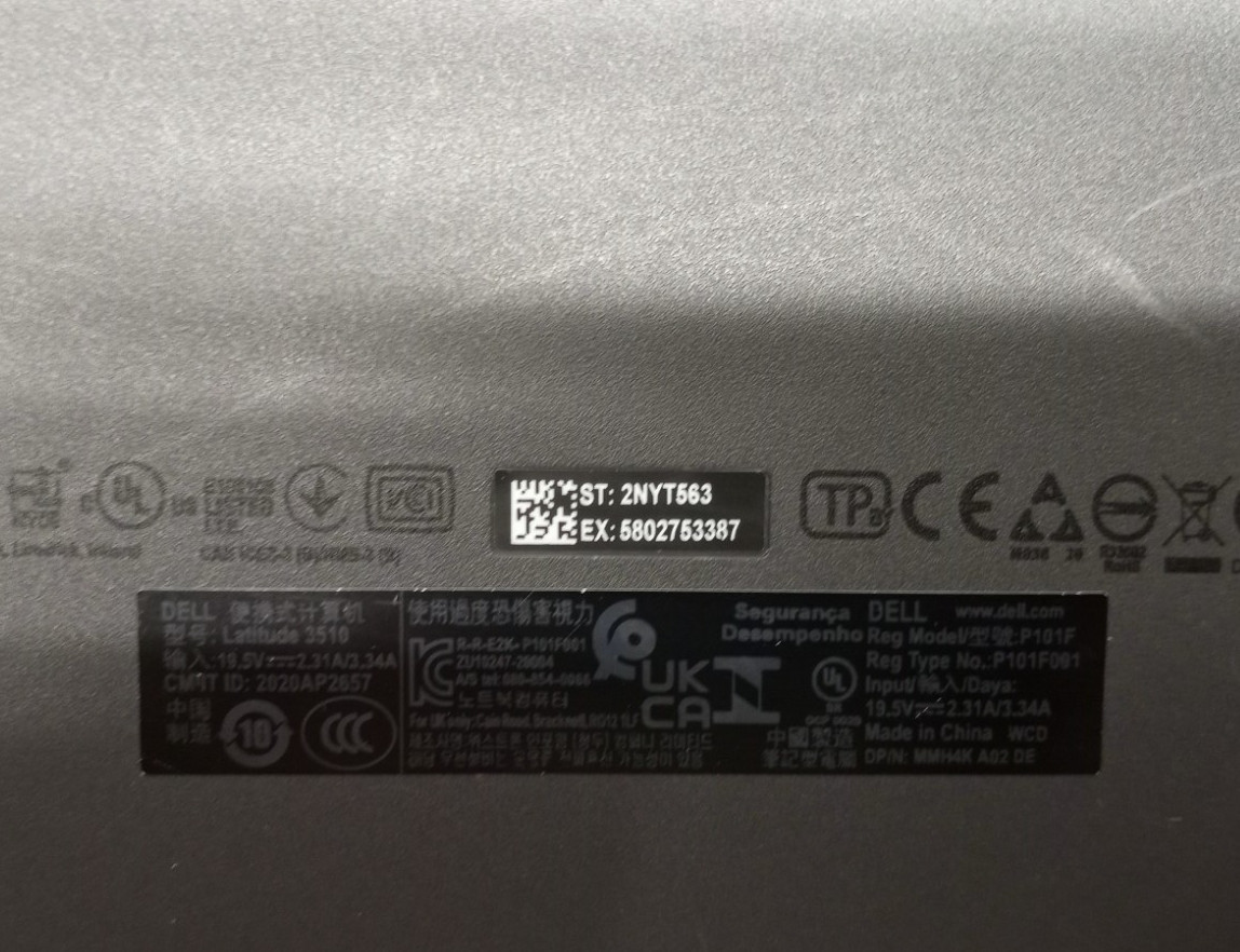 Dell Latitude 3510 15.6″ i5-10210u@1.60GHz 8GB RAM 256GB NVMe Win11Pro MC426*!