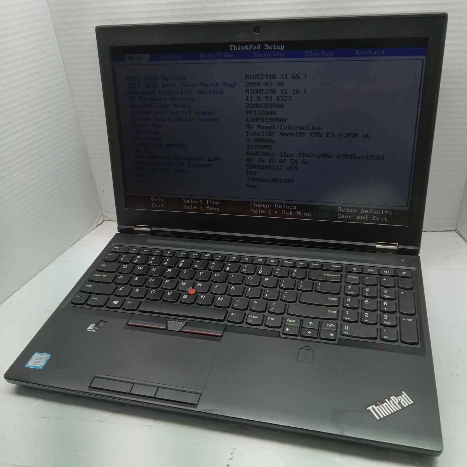 Lenovo ThinkPad P51 15.6″ Laptop Xeon E3-1505M v6 3.0GHz 32GB RAM No HDD READ ^