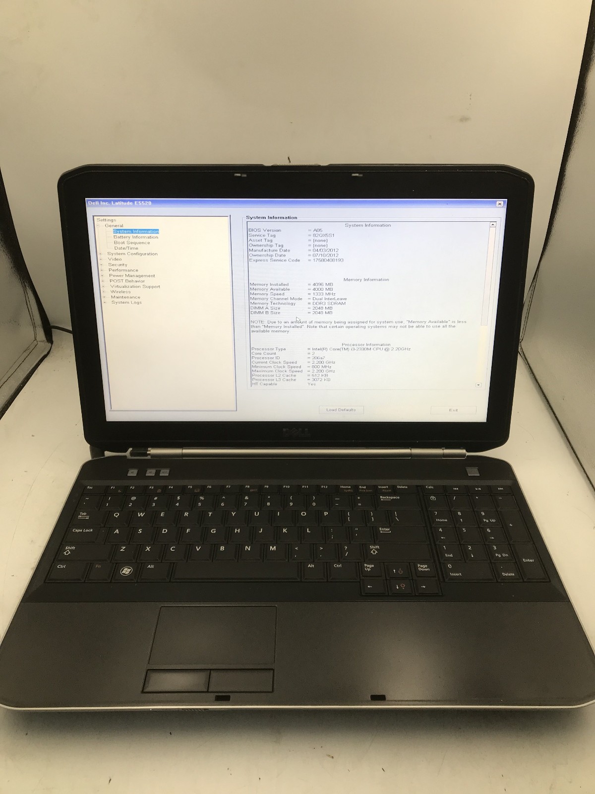 DELL LATITUDE E5520 – BOOTS TO BIOS – INTEL I3 2330M – 4GB RAM – READ DESC – BB!