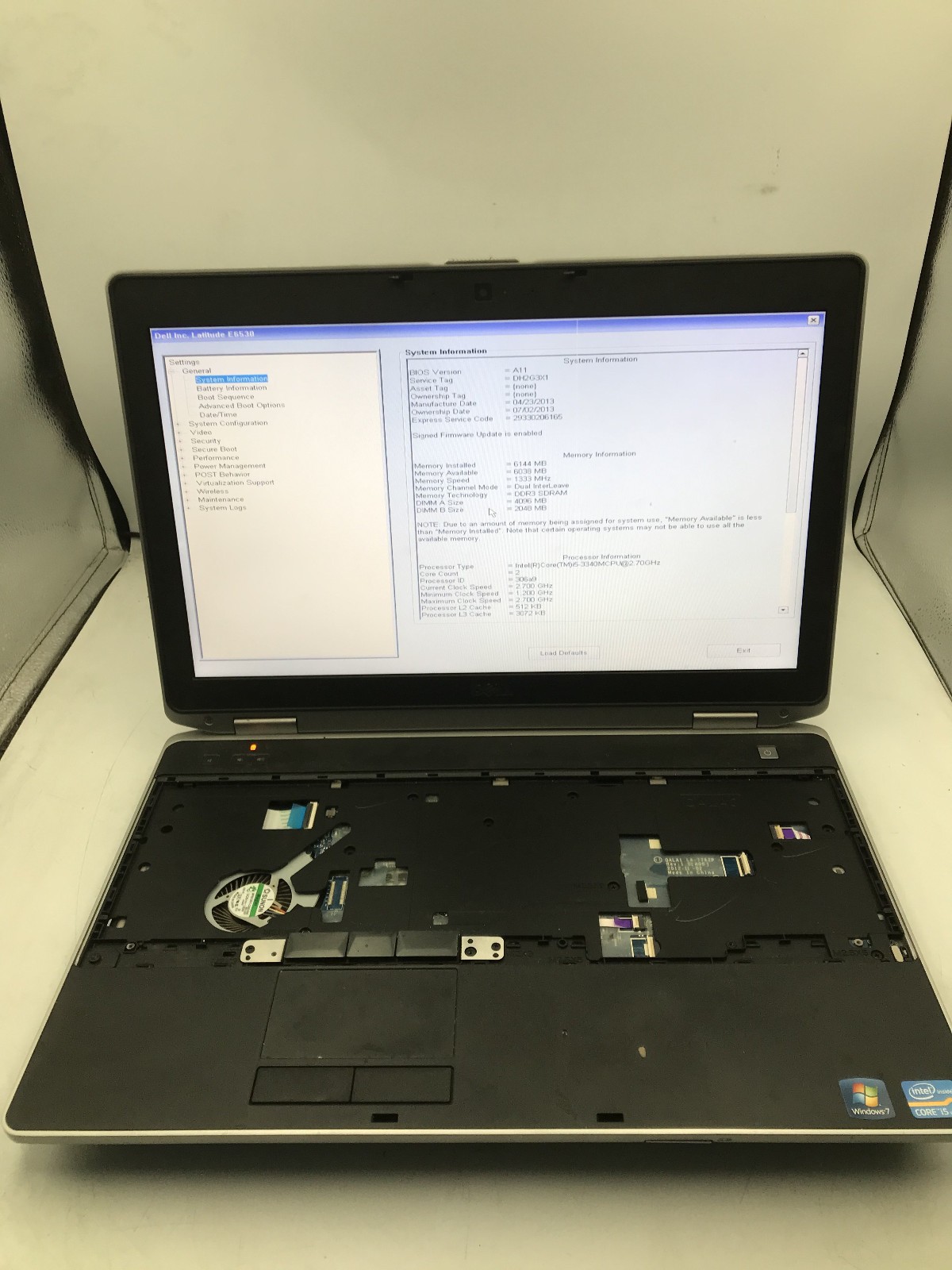 DELL LATITUDE E6530 – BOOTS TO BIOS – INTEL I5 3340M – 6GB RAM – READ DESC – BB!
