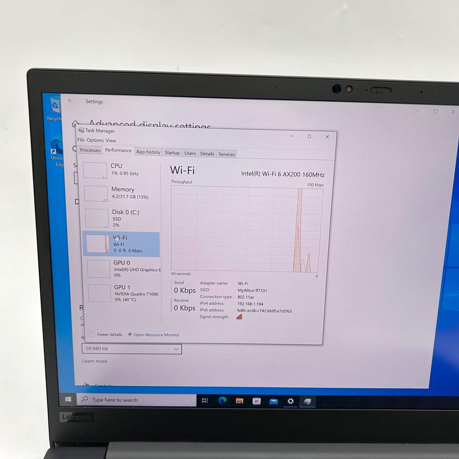 Lenovo ThinkPad P1 Gen 2 15.6″ i7-9850H 2.6GHz 32GB RAM 1TB SSD Quadro T1000