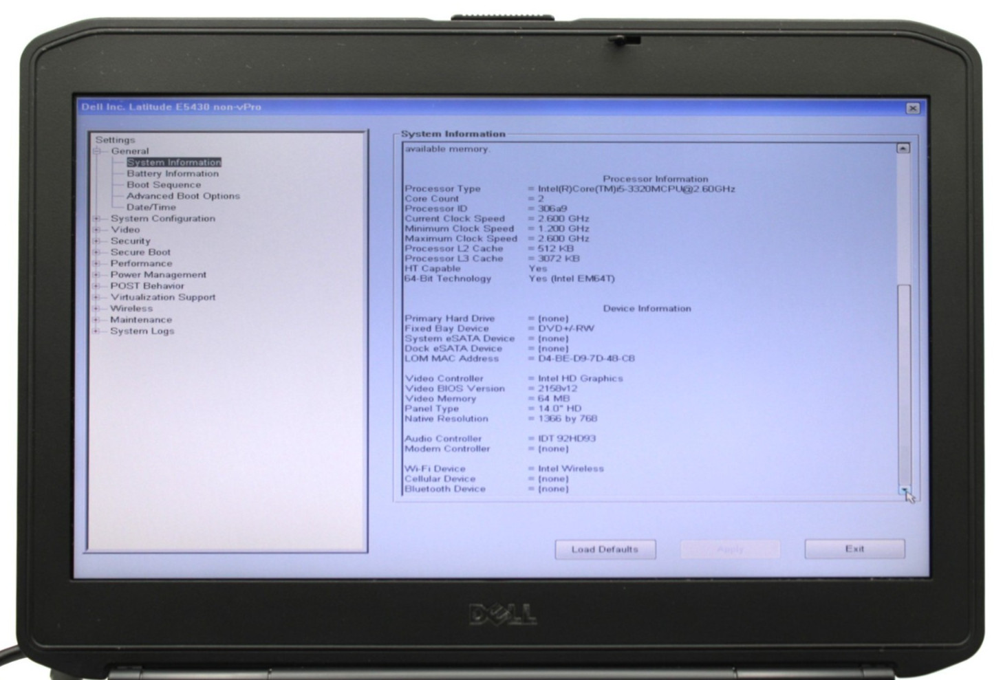 Dell Latitude E5430 i5-3320M@2.6GHz 4GB DDR3 NO STORAGE OR OS *USED/TESTED*