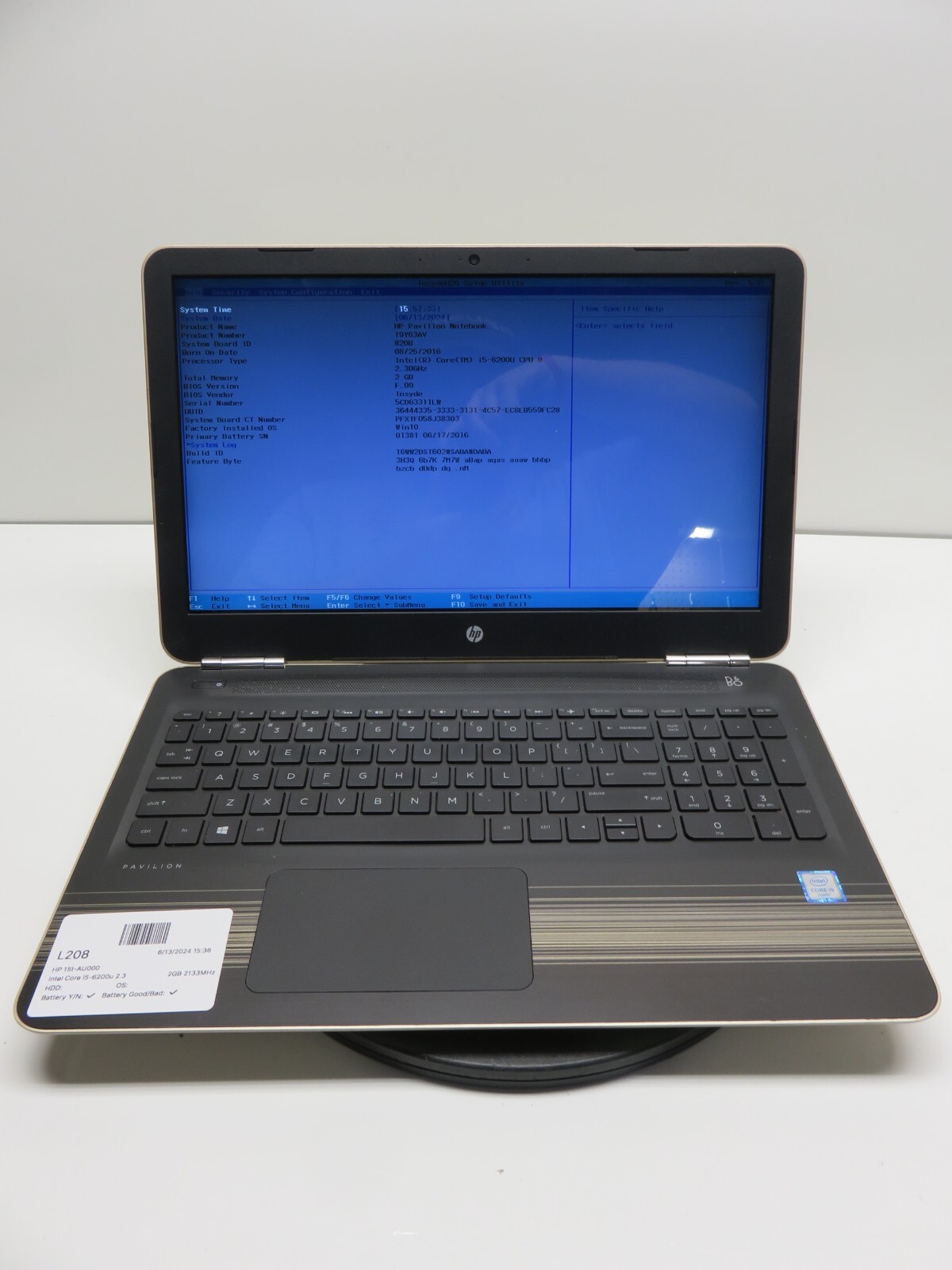 HP 15t-AU000 Laptop Intel Core i5-6200u 2GB DDR4 Ram No HDD