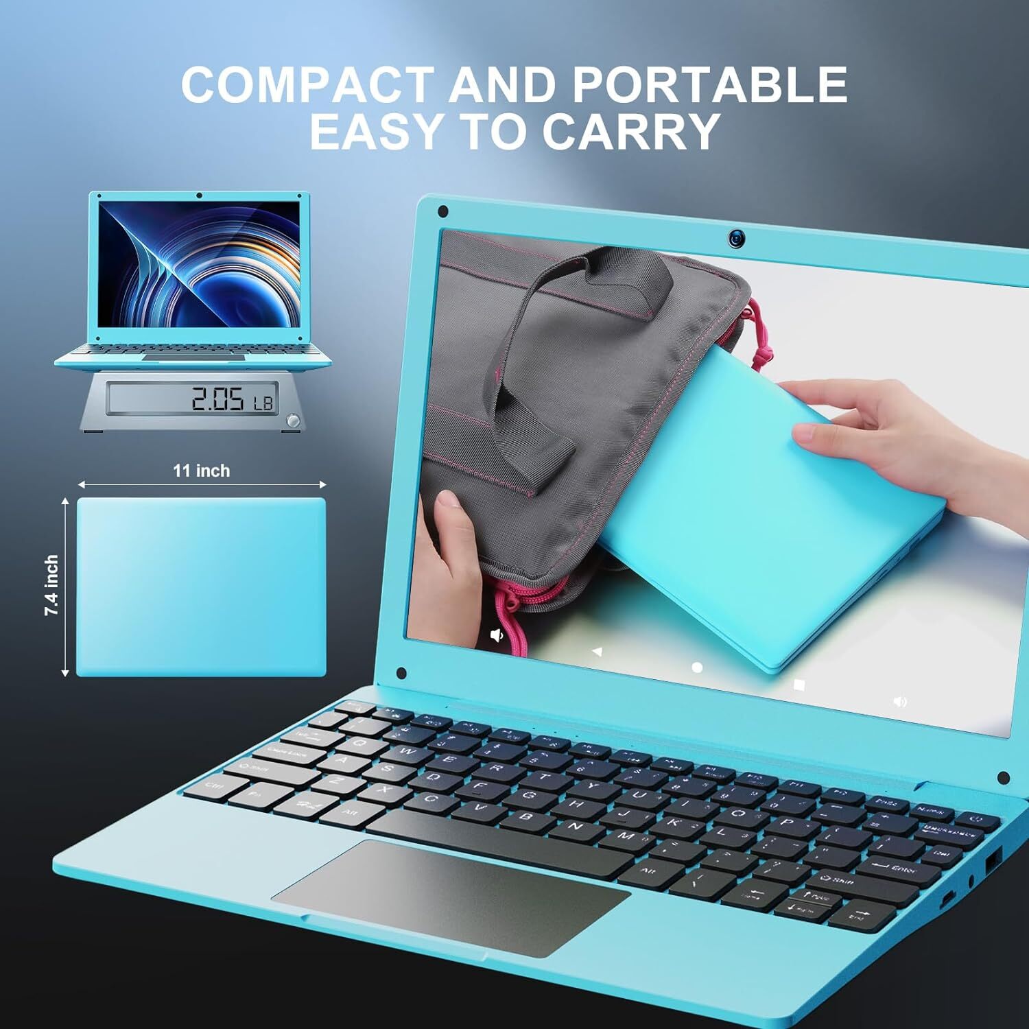 Portable Laptop Computer 10.1” Quad Core Android 12 Netbook W/ WiFi Webcam Xmas