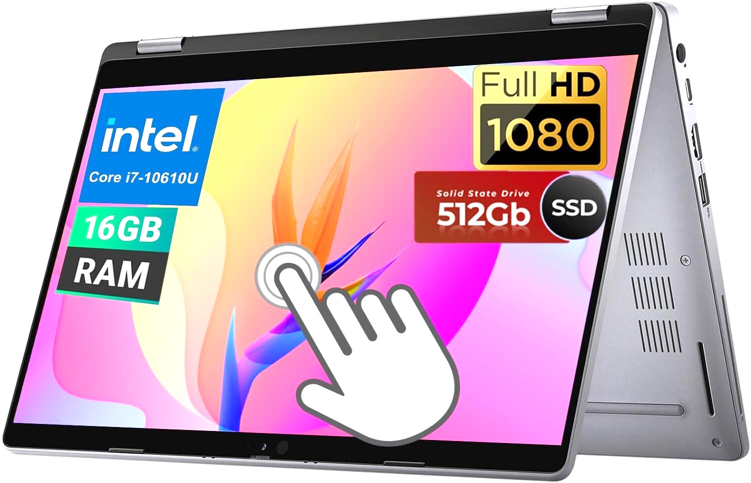 13.3 DELL 2-in-1 laptop PC: Intel i7 Quad Core! 16GB RAM ~ 512GB SSD! Windows 11