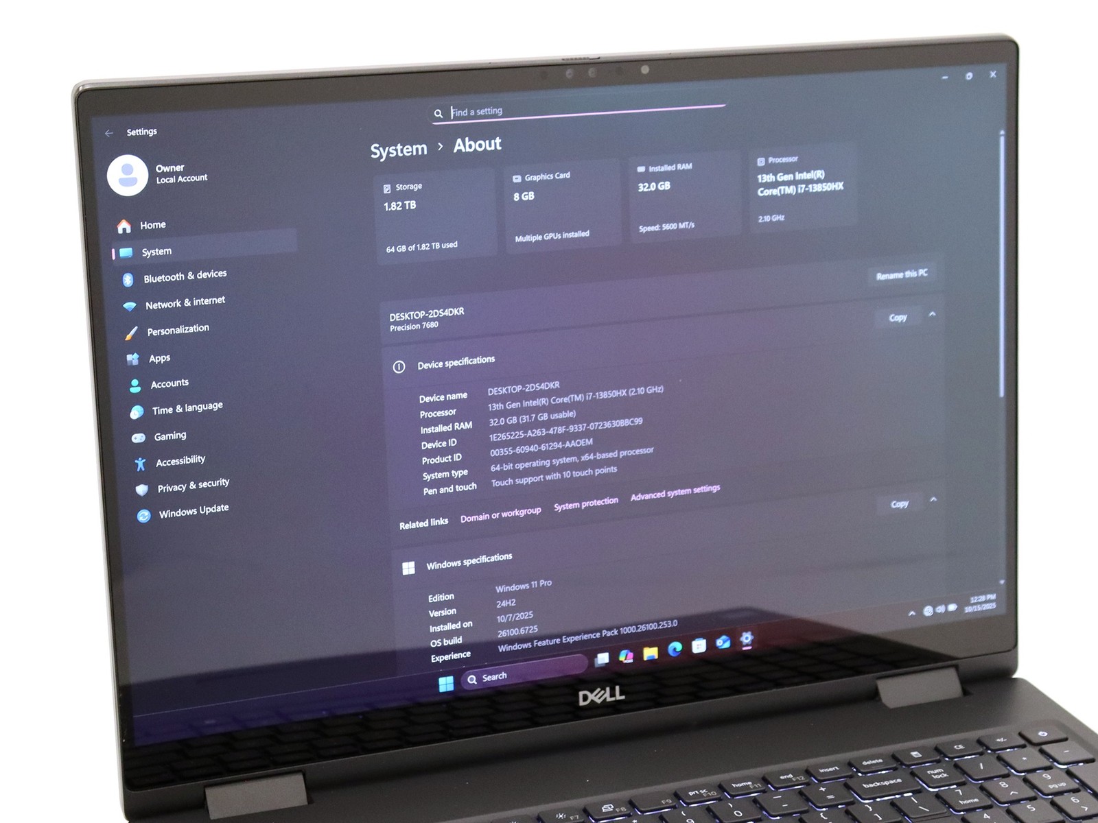 Dell Precision 7680 16.0″ 4K OLED Touch i7-13850HX 32GB 2TB NVMe W11P RTX 2000