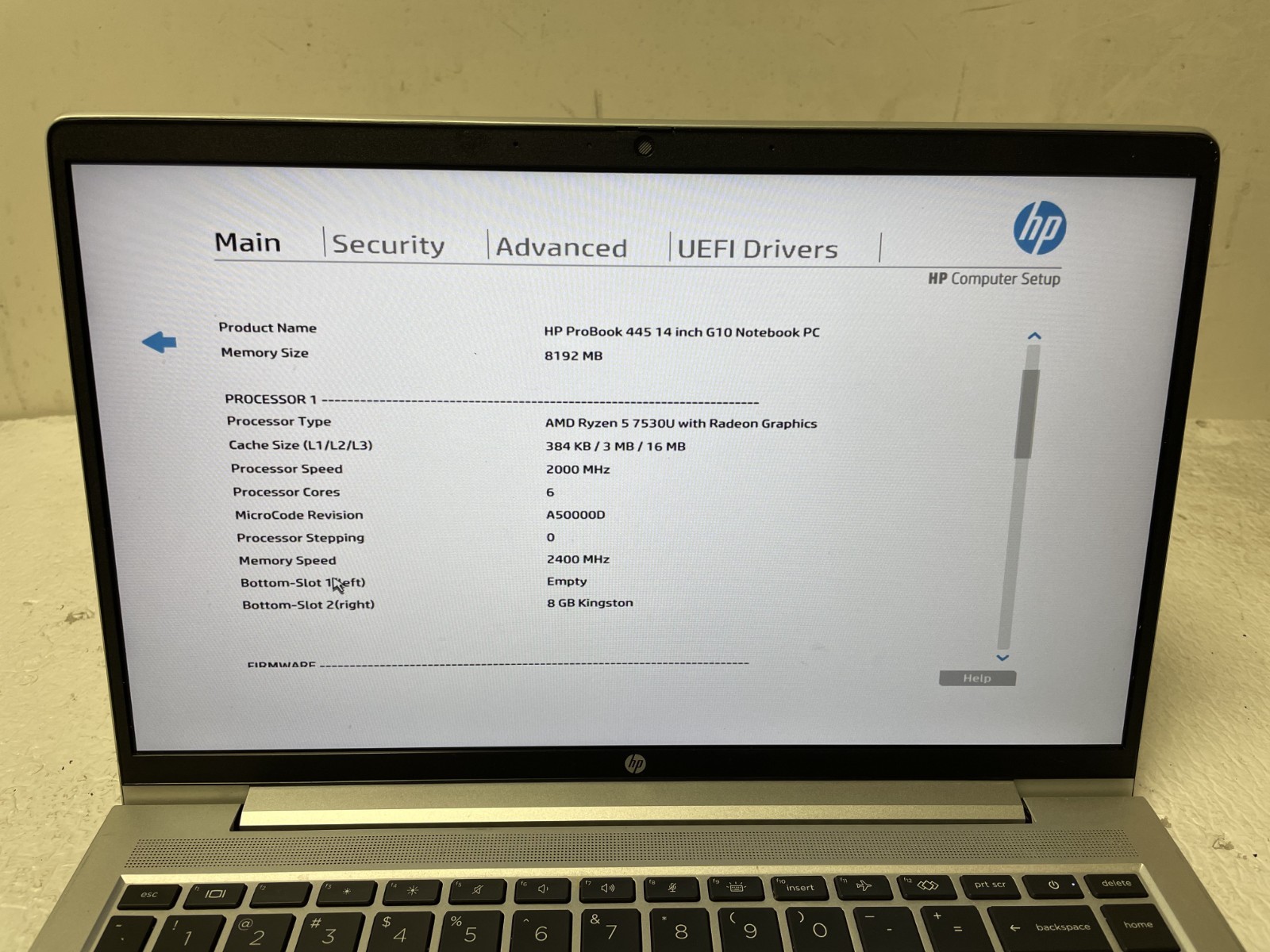 HP ProBook 445 G10 14″ AMD Ryzen 5 7530U @2.00GHz 8GB RAM NO SSD For Parts *READ