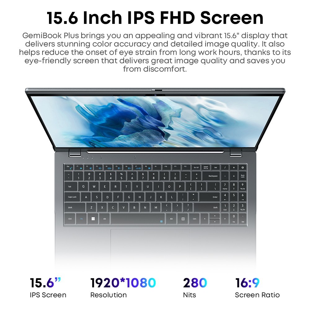 CHUWI 15.6” GemiBook Plus Laptop Intel N100 8GB DDR5 256GB SSD Windwos 11 PC