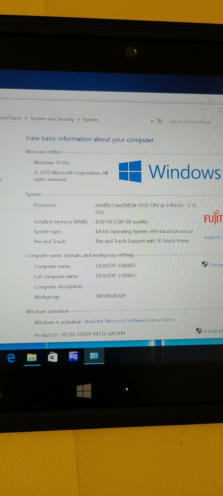 Fujitsu Stylistic Q665 11.6 Laptop/Tablet M-5Y71 8GB 128GB No keyboard or charge
