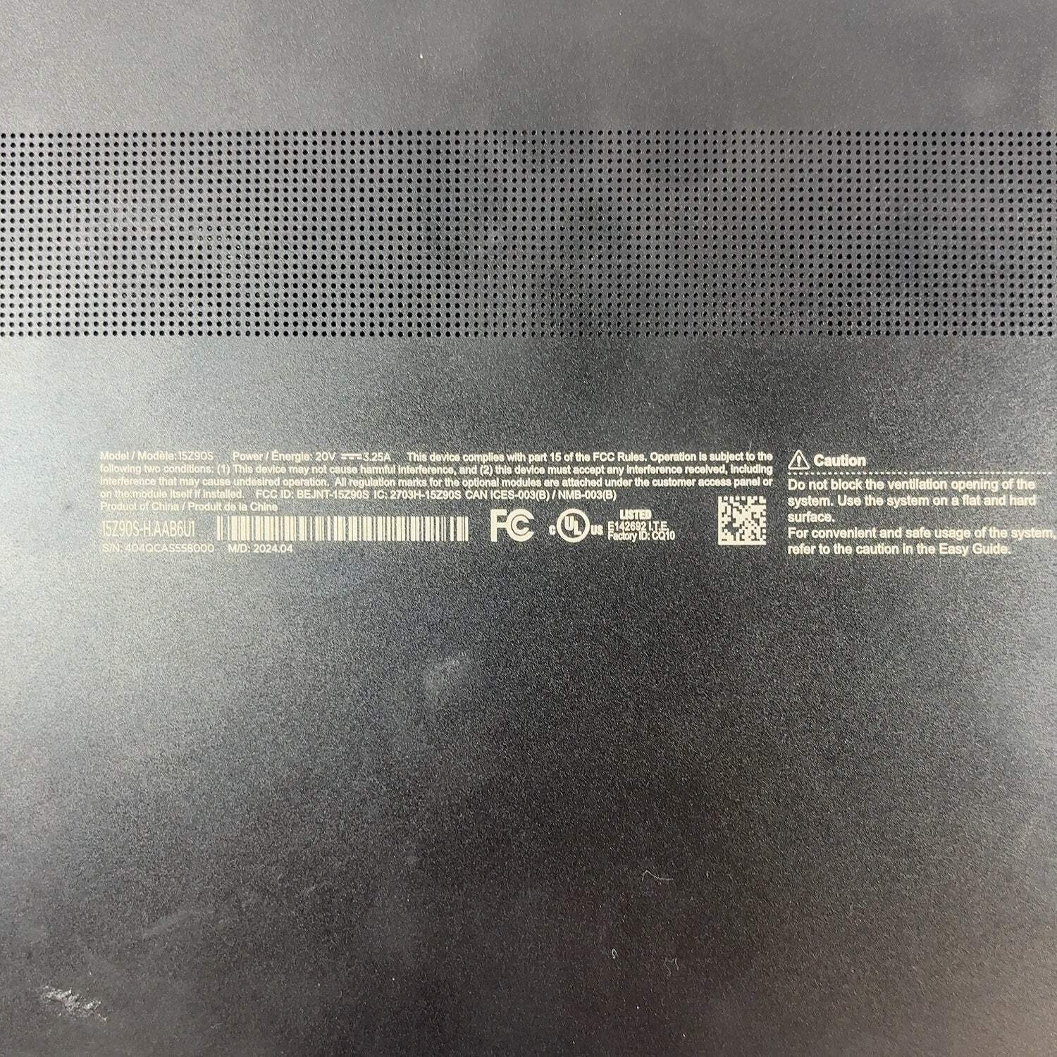Broken LG Gram 15Z90S 15″ Core Ultra 7 155H 1.4GHz 16GB RAM 1TB SSD Case Damage