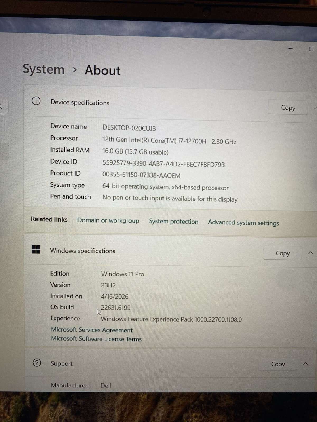 Dell Vostro 7620 16″ i7-12700H 16GB RAM GeForce RTX 3050 Windows 11 PRO Laptop