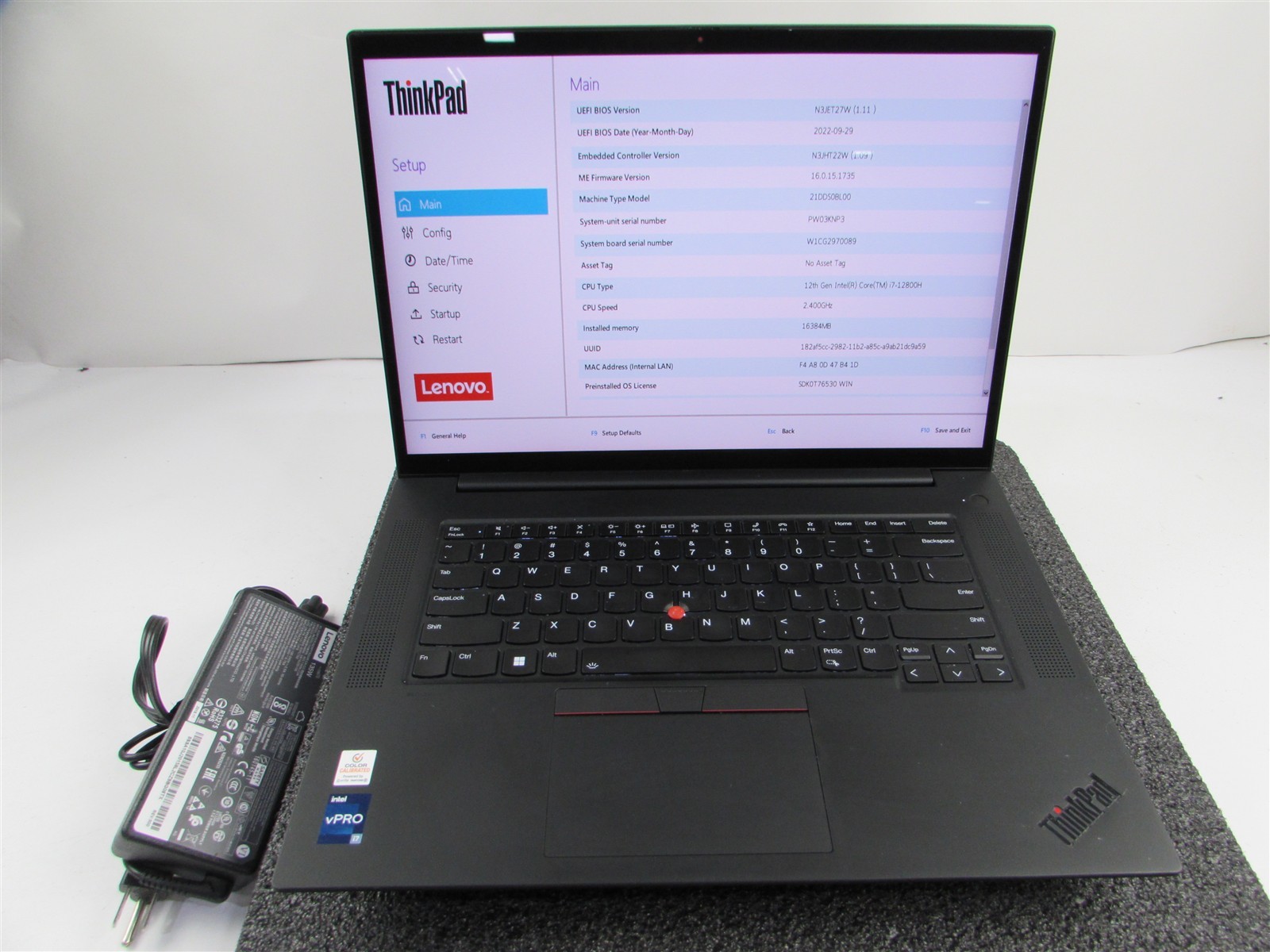 LENOVO THINKPAD P1 (GEN 5) 4K TOUCH I7-12800H 512GB 16GB RAM RTX A1000 WIN 11