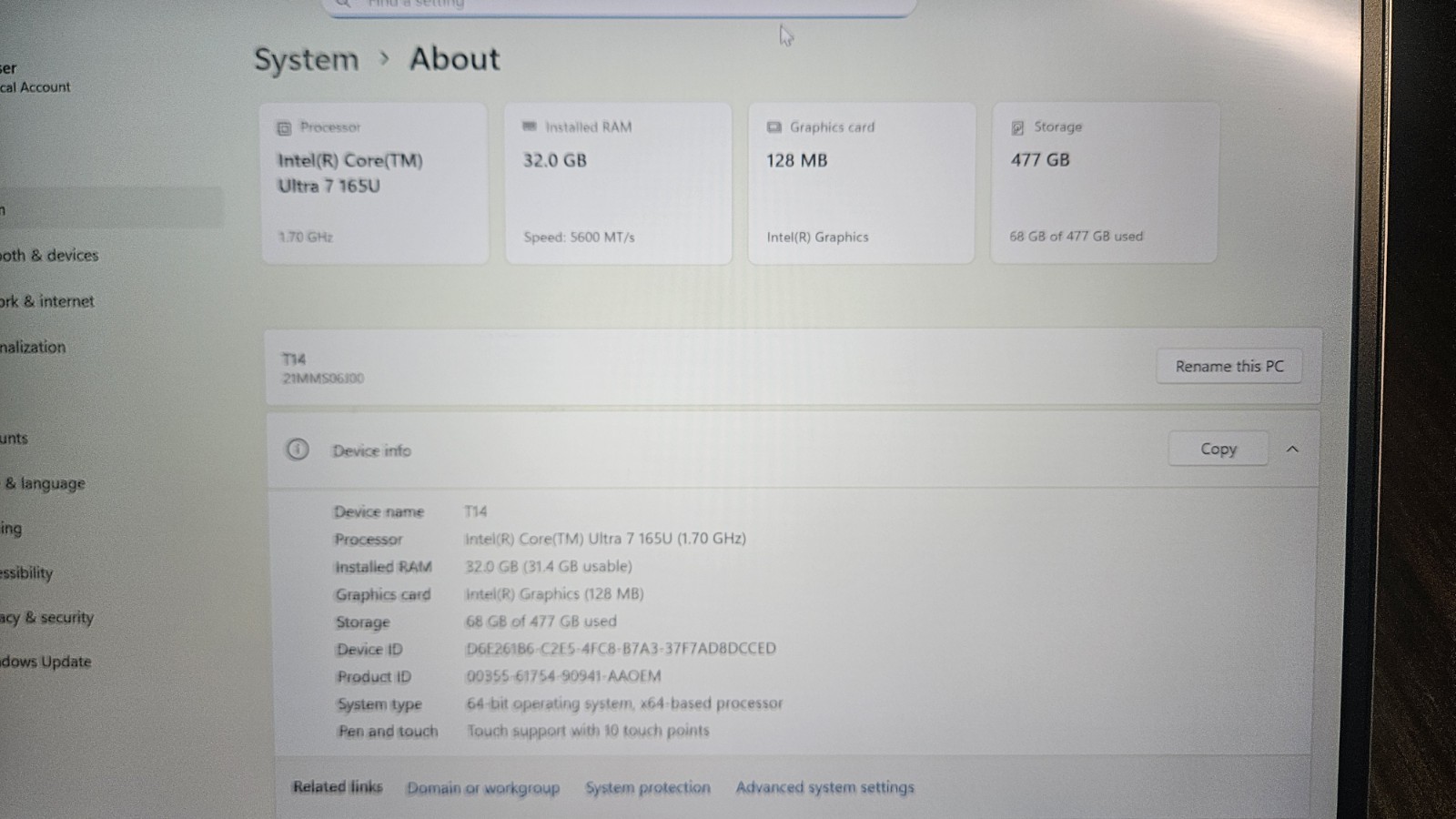 Lenovo ThinkPad T14 Gen 5 | Intel Core Ultra 7 165U | 32GB RAM | 512GB SSD |…