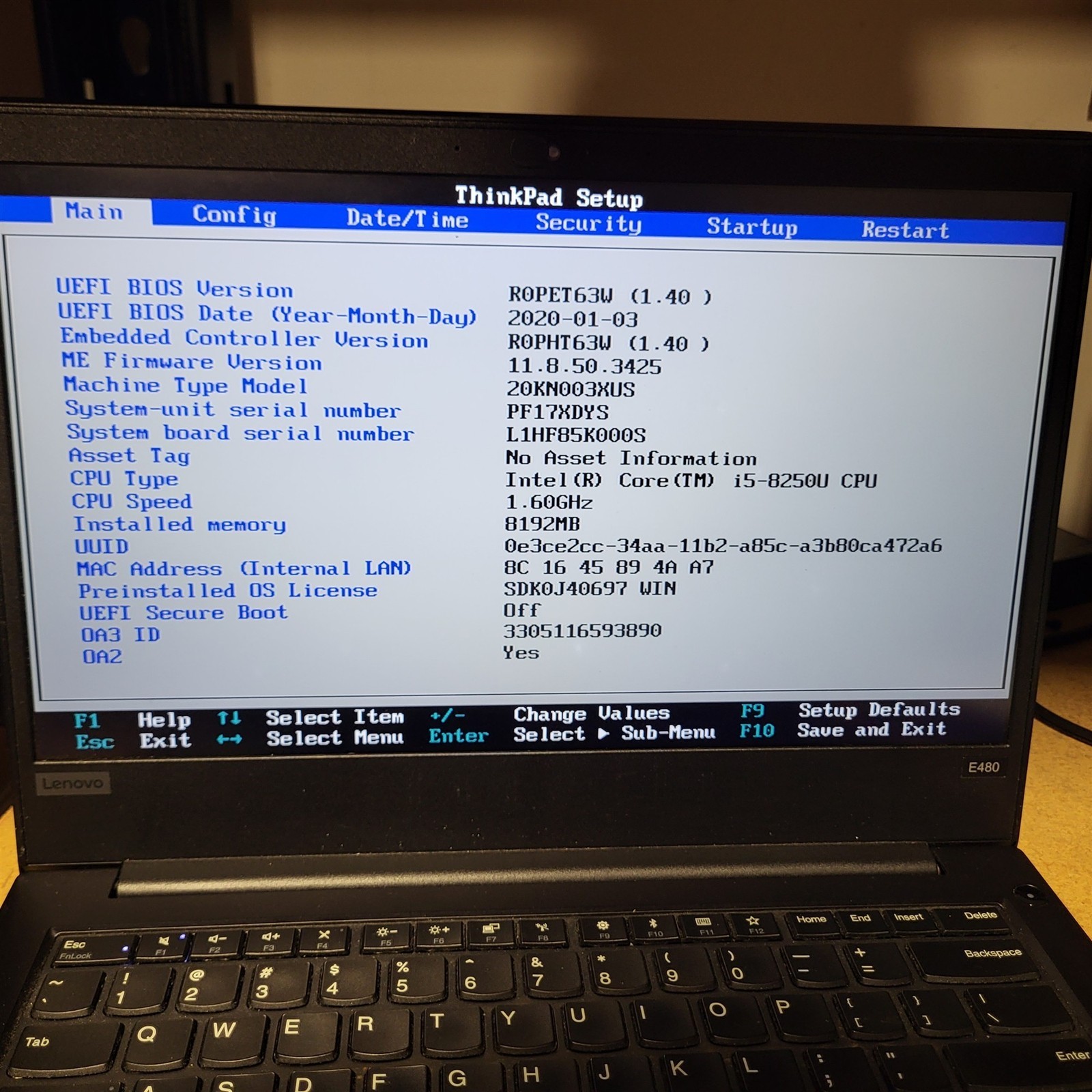 Light Spots Lenovo ThinkPad E480 Laptop Intel i5-8250U 1.6GHz 8GB 256GB SSD w/OS